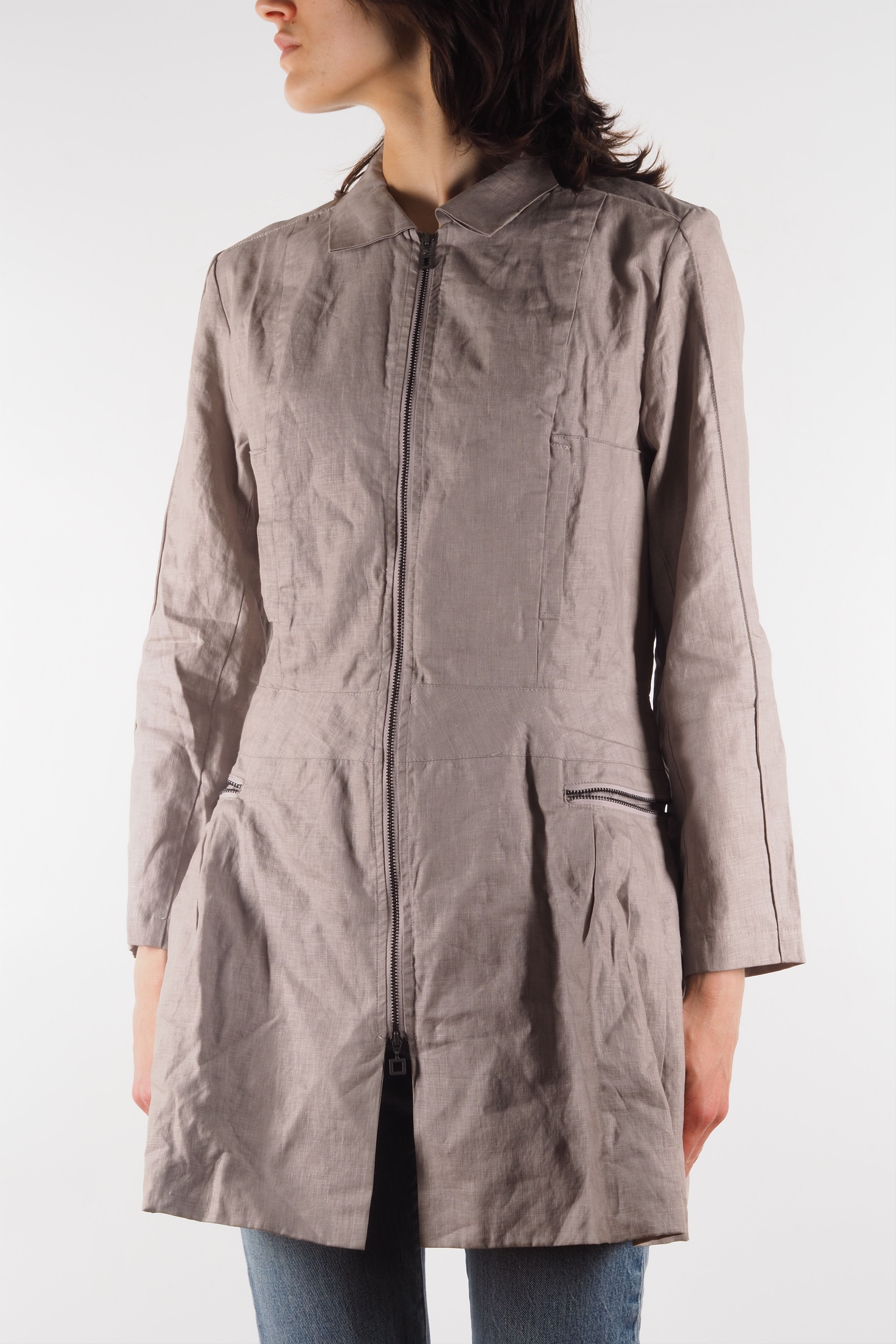 Sarah Pacini Sarah Pacini Avantgarde Light Beige Zip Coat Jacket Size S / US 4 / IT 40 - 2 Thumbnail