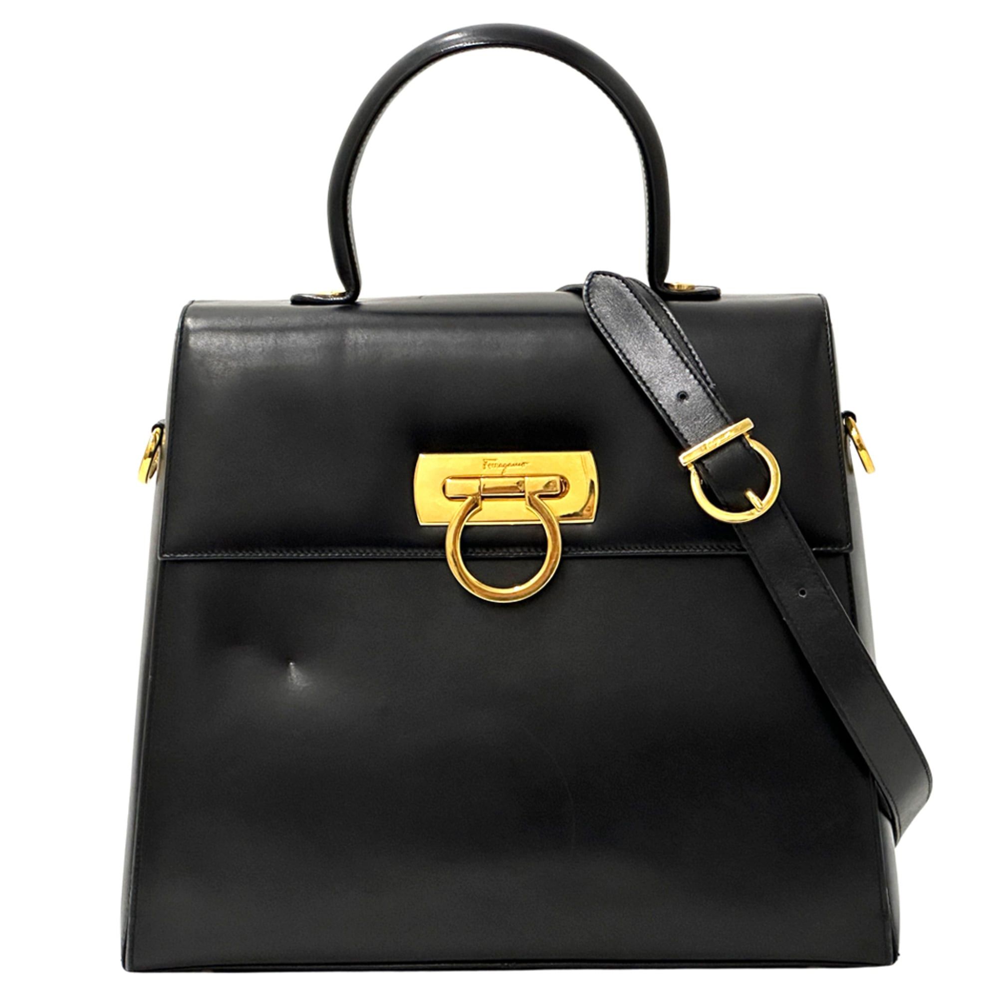 Salvatore Ferragamo Salvatore Ferragamo Ferragamo women's handbag, Gancini design, 2-way, leather, black, shoulder bag. Size ONE SIZE - 1 Thumbnail