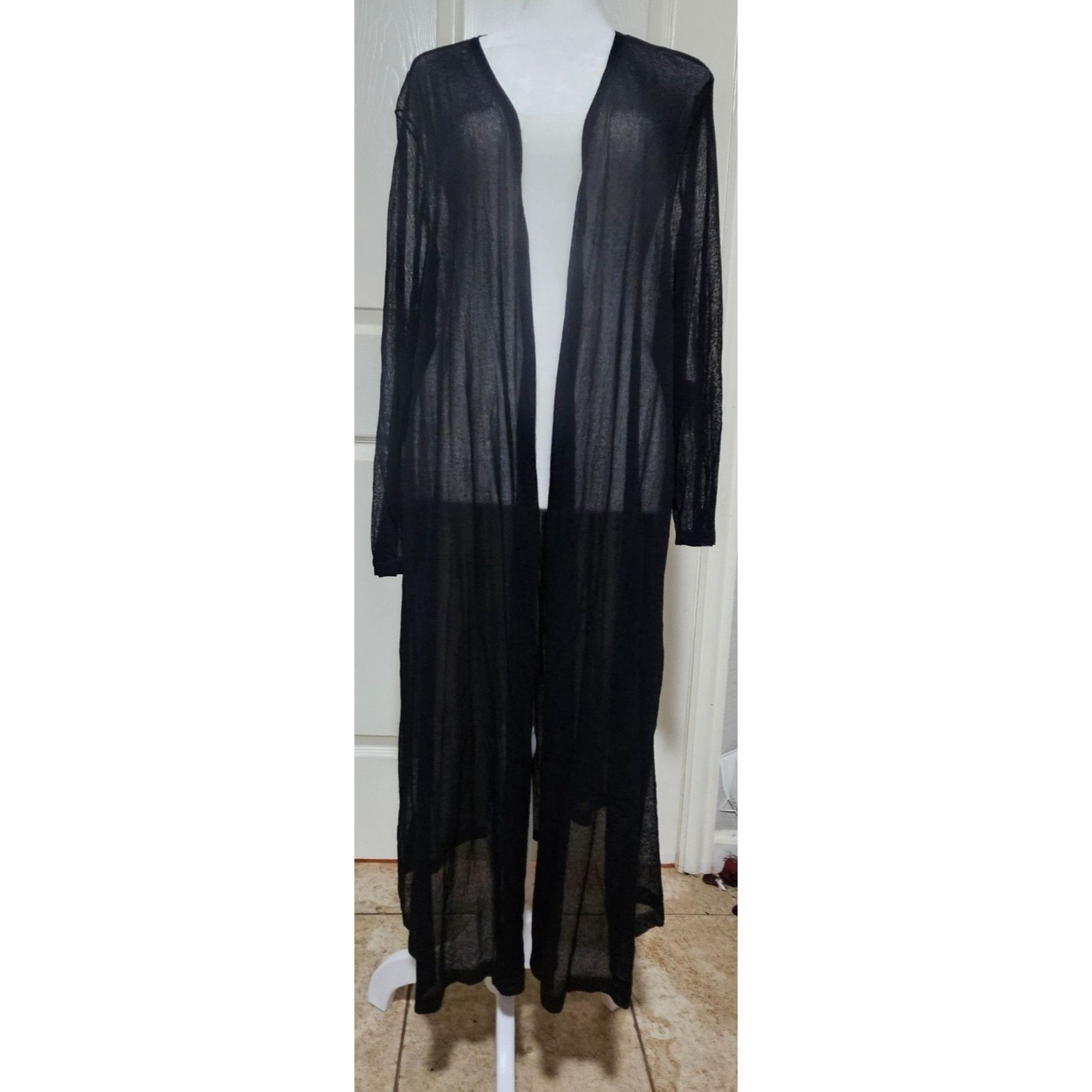 Eileen Fisher Eileen Fisher Women Black Sheer Duster 3X Italian Yarn Minim Size 3XL / US 20-22 - 5 Thumbnail