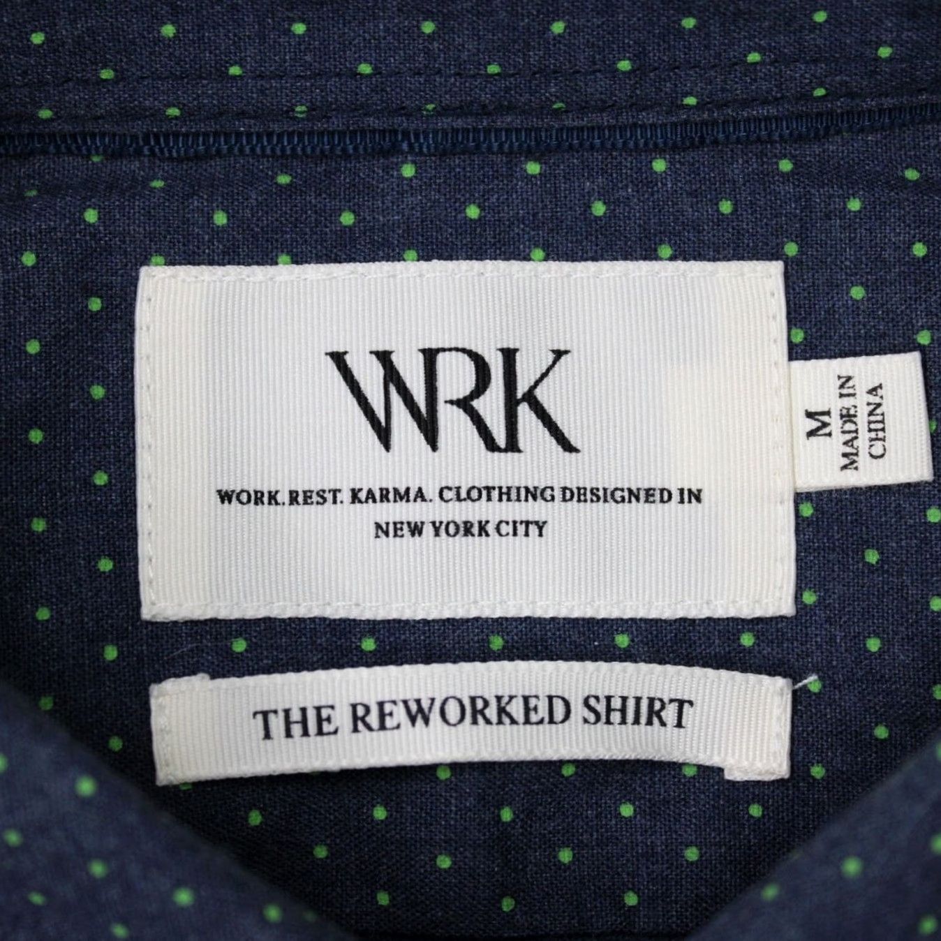 Vintage WRK The Reworked Shirt Mens Medium Blue/Green Geometric Cotton S/S Button-Up Shirt Size US M / EU 48-50 / 2 - 7 Thumbnail
