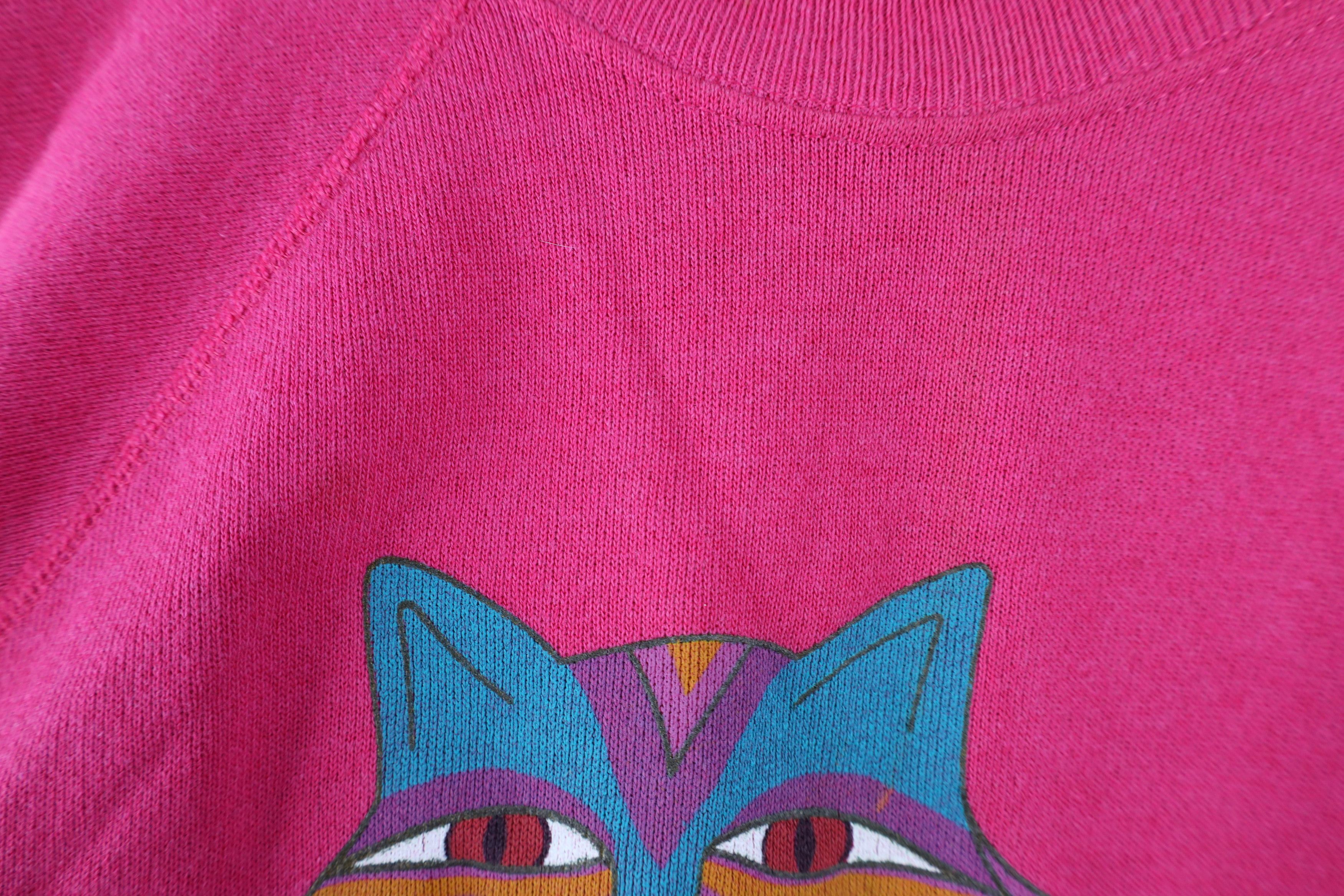 Vintage Vintage 90s Streetwear Art Cat Kitten Sweatshirt Pink USA Size M / US 6-8 / IT 42-44 - 11 Thumbnail
