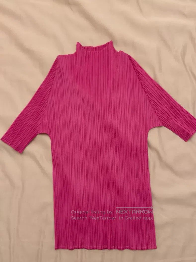 Issey Miyake Issey Miyake Pink Turtleneck Short Sleeve Size S / US 4 / IT 40 - 2 Thumbnail