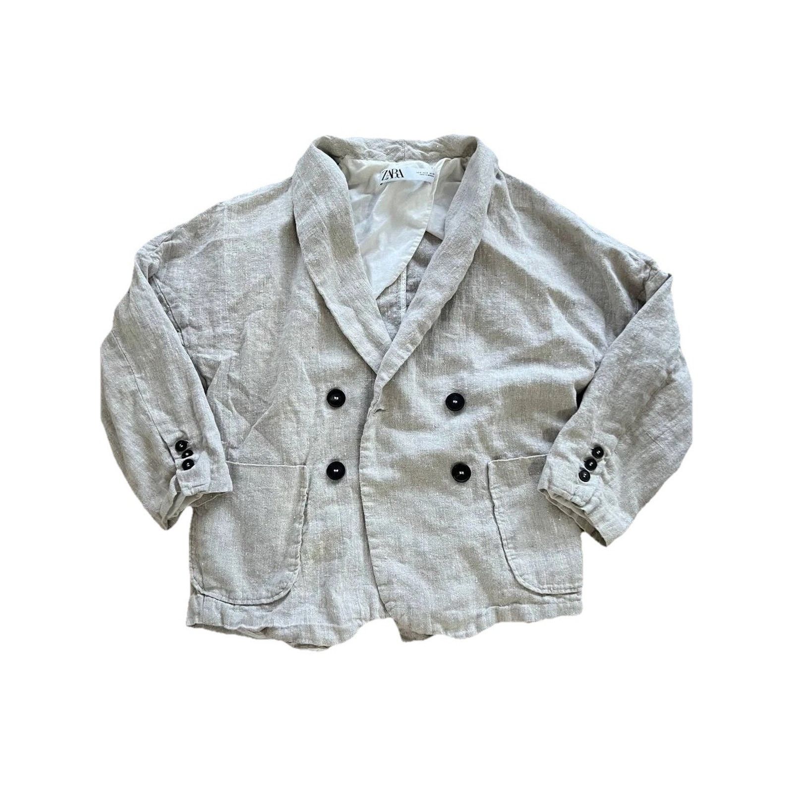 Zara Zara Buttoned Linen Double Breasted Blazer Small A001851 Size S / US 4 / IT 40 - 3 Thumbnail