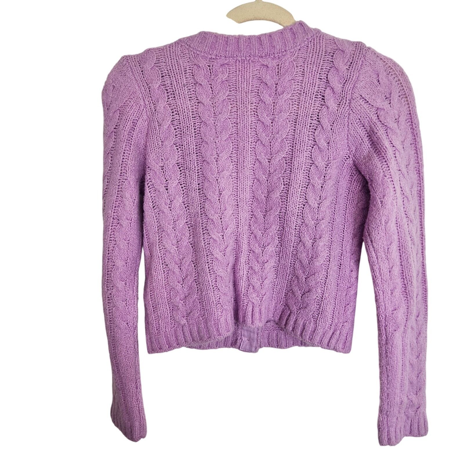 For Love & Lemons For Love & Lemons Billie Cable Knit Cropped Cardigan Sweater Size XS / US 0-2 / IT 36-38 - 10 Thumbnail