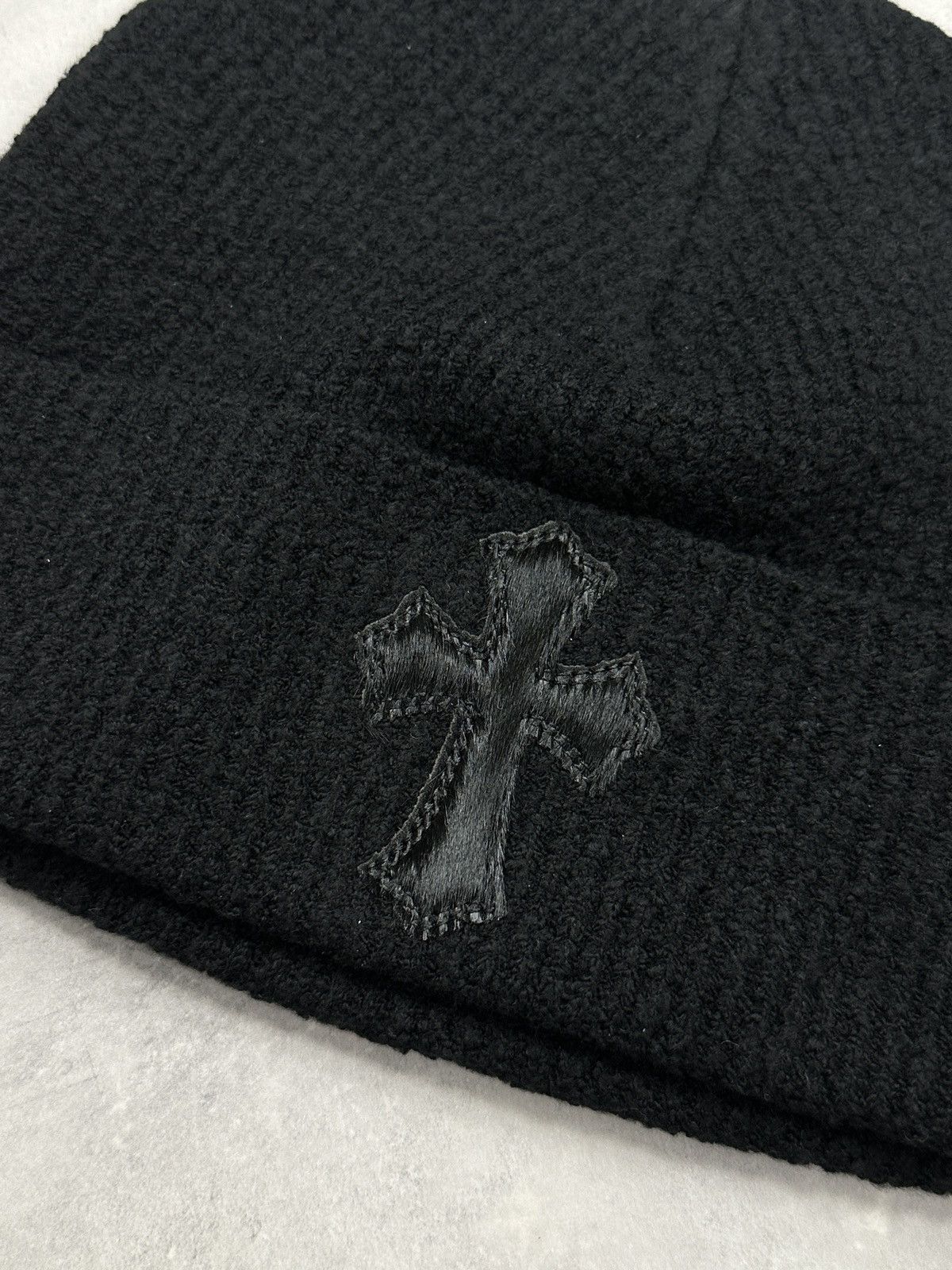 Chrome Hearts Chrome Hearts Badda Bing Pony Hair Cross Patch Beanie Black Size ONE SIZE - 5 Thumbnail
