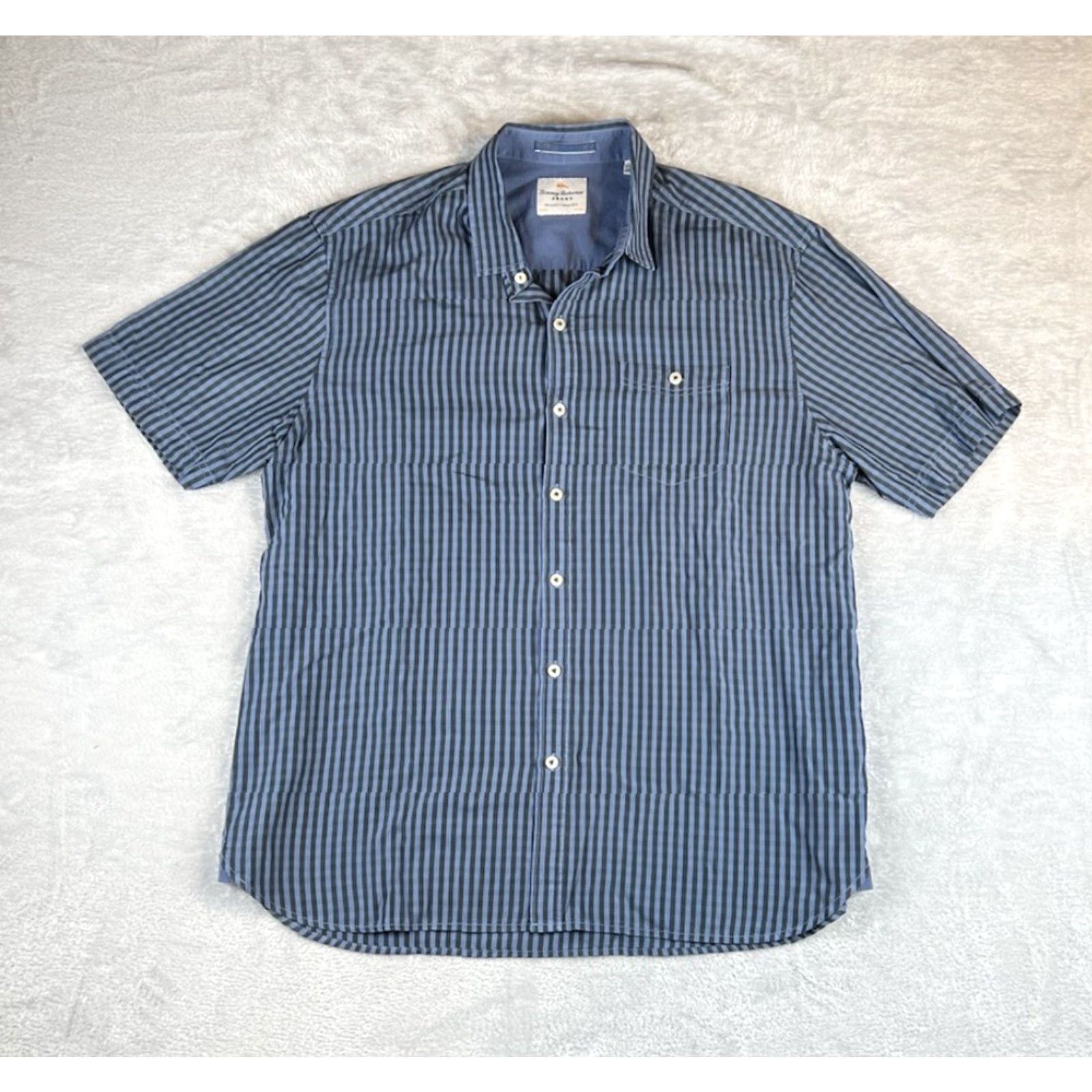 Tommy Bahama Tommy Bahama Shirt Mens L Blue Black Striped Short Sleeve Button-Up Shirt Size US L / EU 52-54 / 3 - 2 Thumbnail