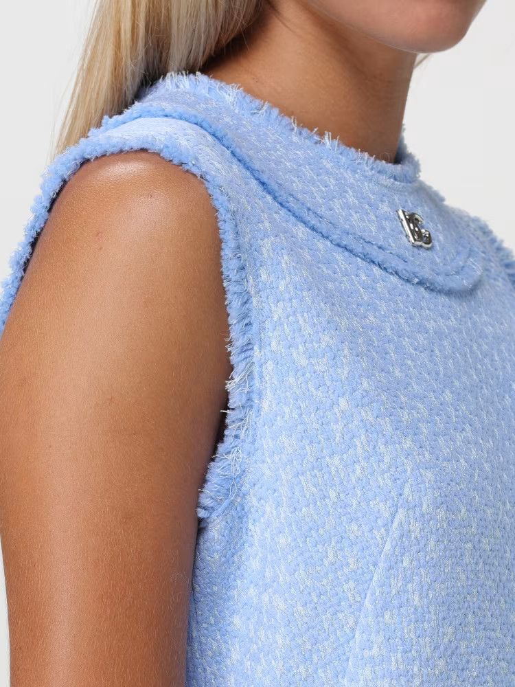 Dolce & Gabbana o1s22i1n1024 S Tweed Mini Dress in Light Blue Size L / US 10 / IT 46 - 4 Thumbnail