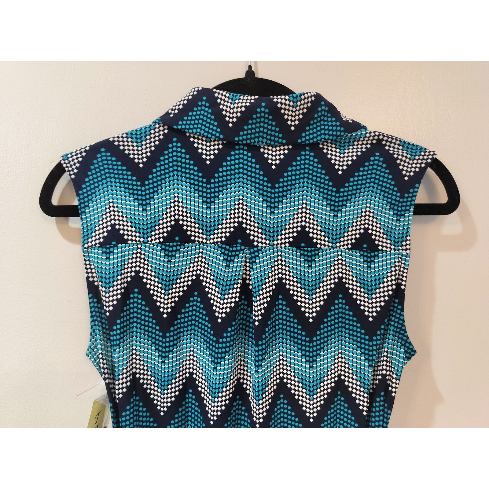 Other Tacera Chevron Print Sleeveless Shirt Dress S Tie Waist Blue Size S / US 4 / IT 40 - 5 Thumbnail