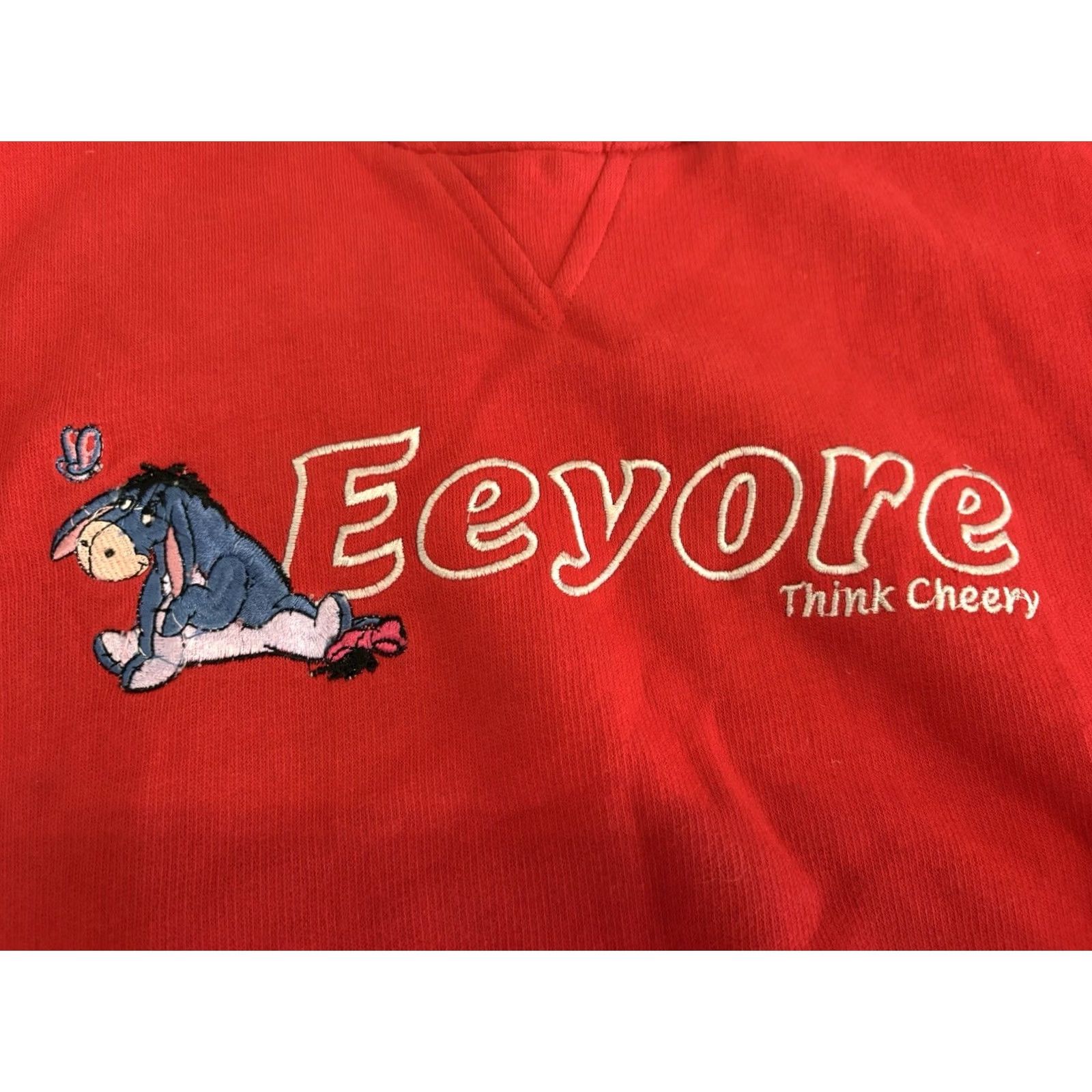 Disney VINTAGE Disney Eeyore Think Cheery Red Sweatshirt Winnie the Pooh Large Women Pullover Red 90s Cartoon Disney Boys Girls Mens Womens Size L / US 10 / IT 46 - 4 Thumbnail