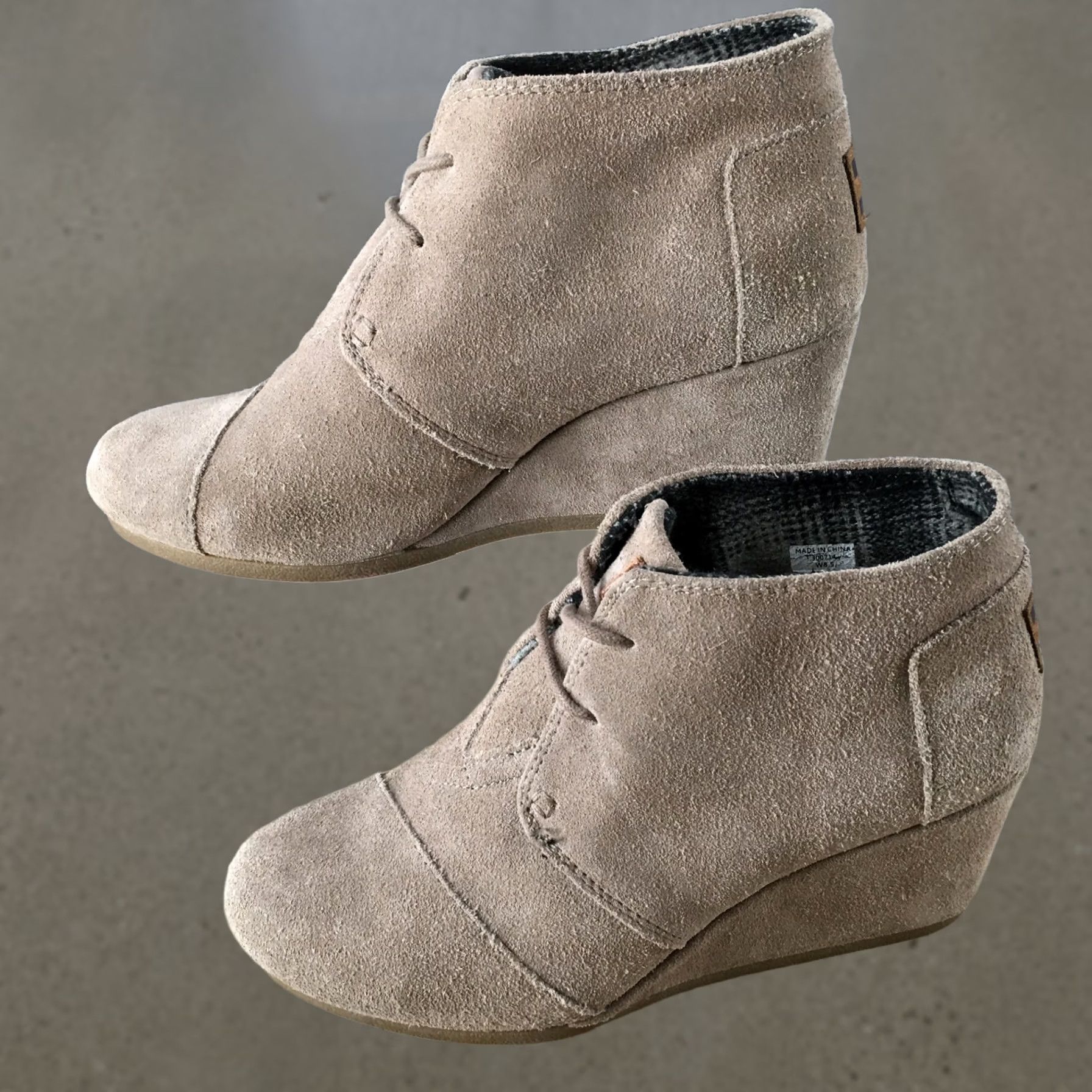 Toms TOMS Boots Womens 8.5 Ankle Booties Wedge Heels Casual Beige Suede Lace Up Bootie Womens Size US 9 / IT 39 - 1 Thumbnail