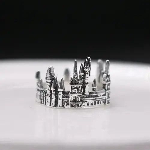 Jewelry Old Castle Rings Size 7 8 9 in Silver, Men's