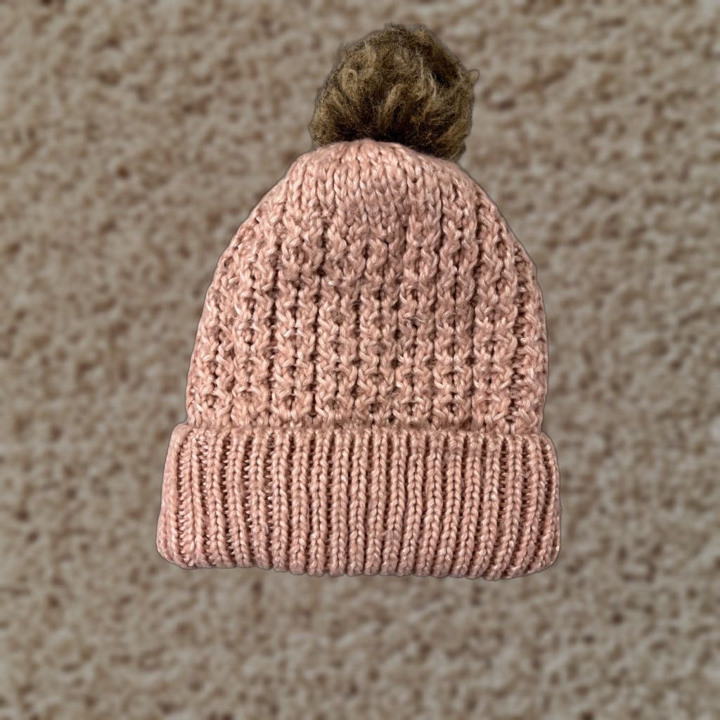 Pinko CG New York Beanie Womens One Size Pink Lined Knit Acrylic Snow Ski Pom Hat/Cap Size ONE SIZE - 1 Thumbnail