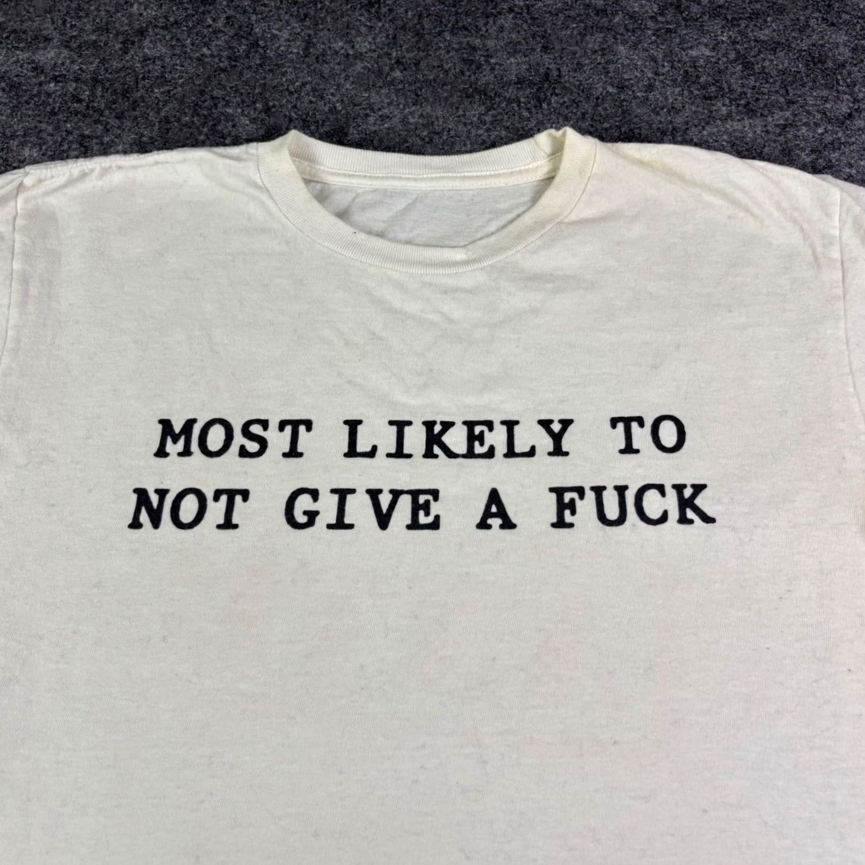 LIKELY VINTAGE Graphic T-Shirt Most Likely To Not Give A Anti Box Logo White Mens L Size US L / EU 52-54 / 3 - 5 Thumbnail