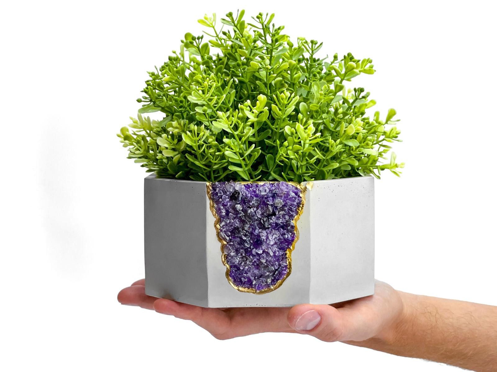 Other Large Geode Planter | Big Amethyst Crystal Planter Pot gift Size ONE SIZE - 3 Thumbnail