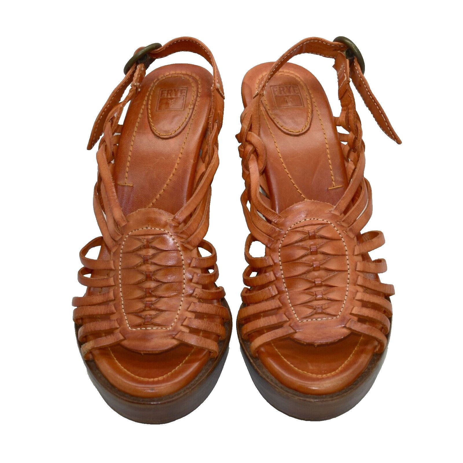 Frye FRYE Joy Huarache Brown Leather Caged Heels Sandals Size 9.5 Size US 9.5 / IT 39.5 - 3 Thumbnail