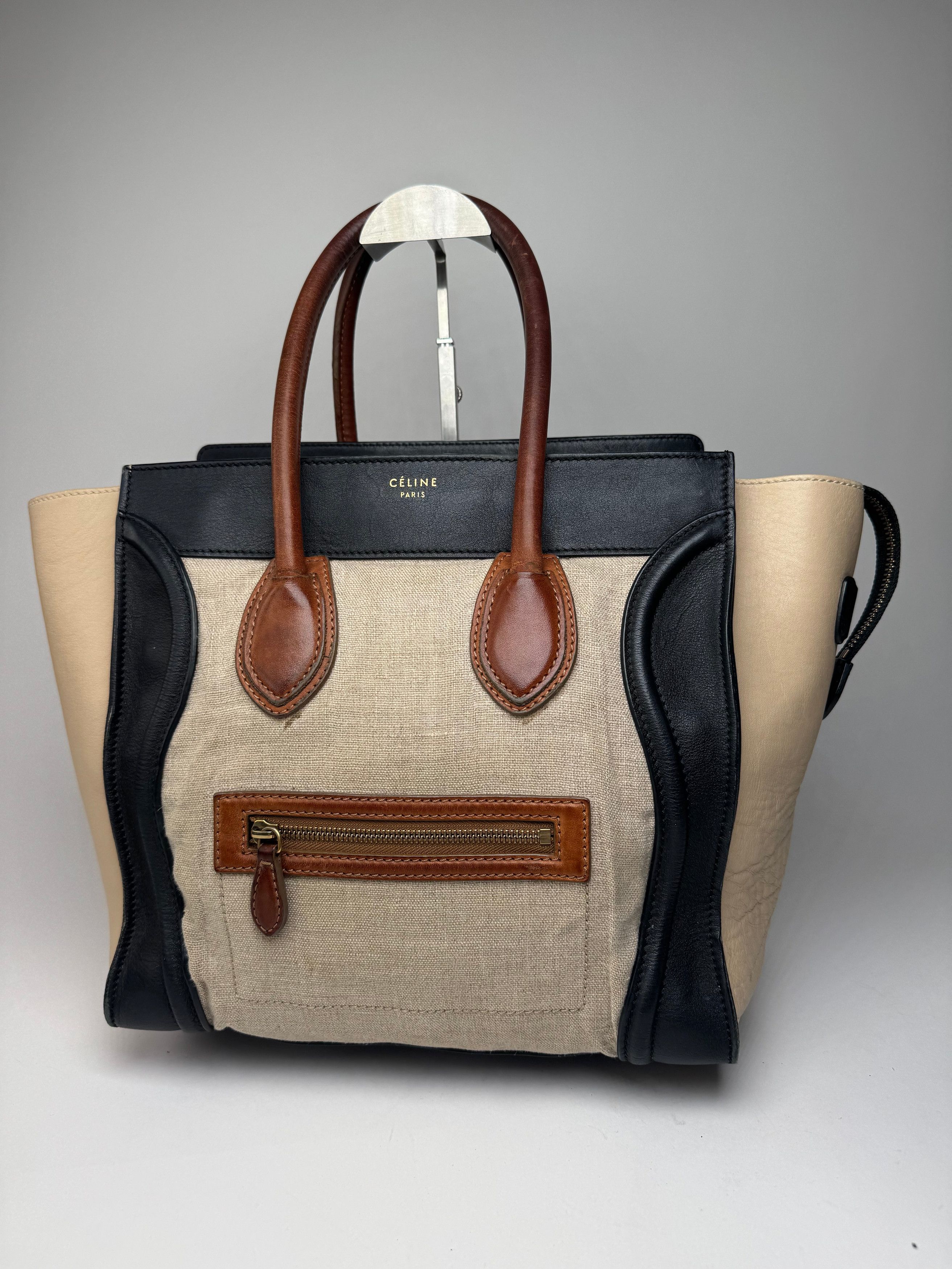 Celine Vintage Paris Luggage Bag Beige Black Size ONE SIZE - 1 Thumbnail