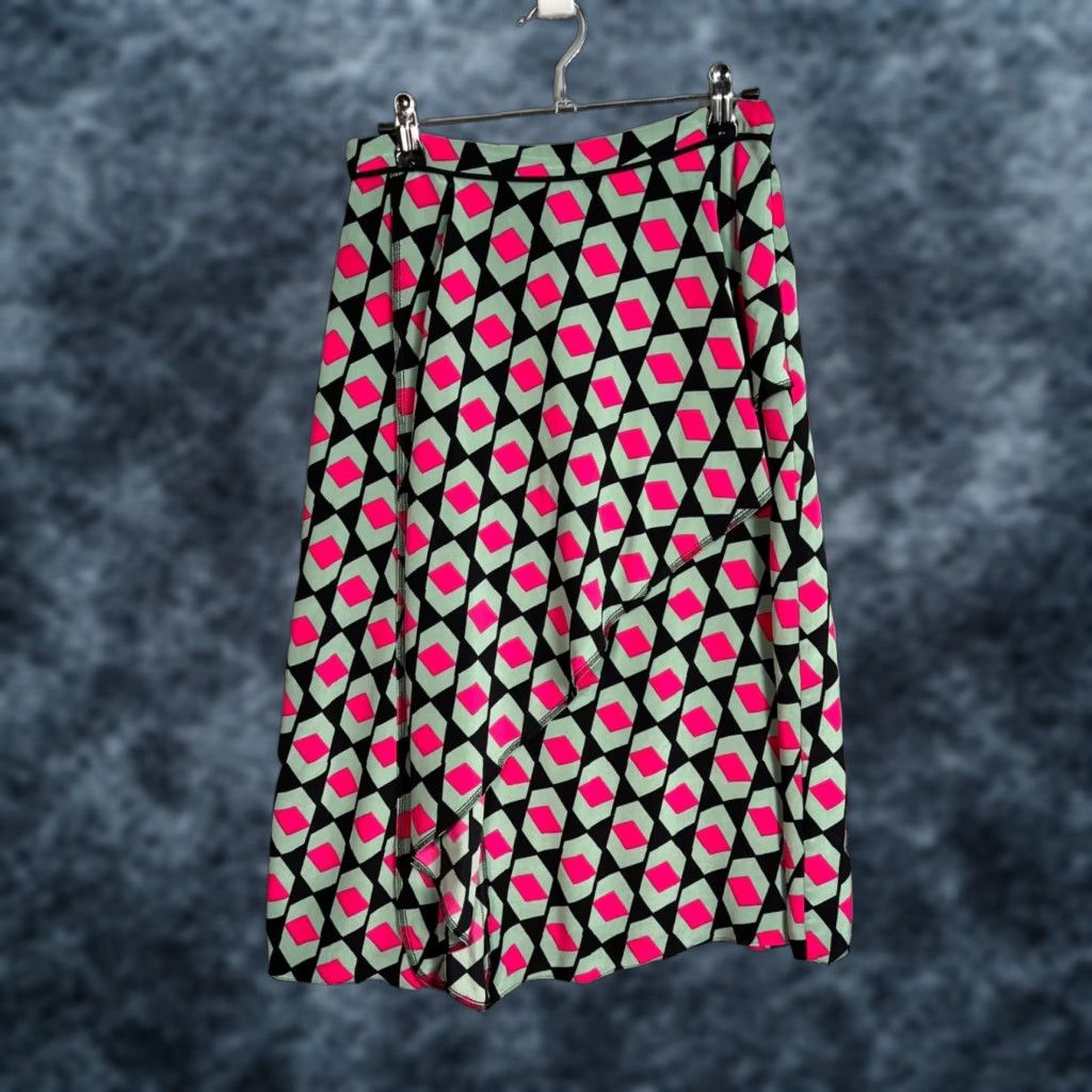 Diane von Furstenberg DIANE VON FURSTENBERG Geometric Print Silk Midi Skirt Size 4 Multicolor Womens Size 27" / US 4 / IT 40 - 1 Thumbnail