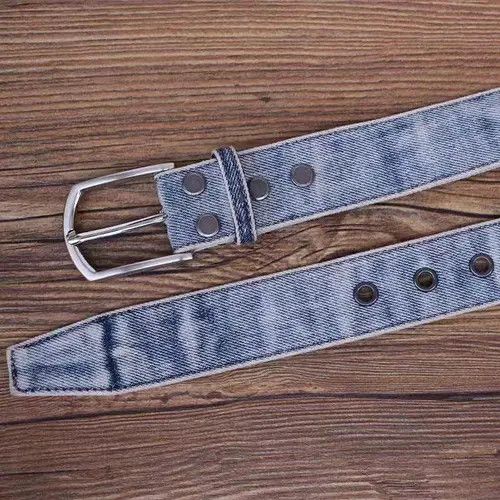 VIBE 47in Simple Casual Vintage Denim Belt Size ONE SIZE - 7 Thumbnail