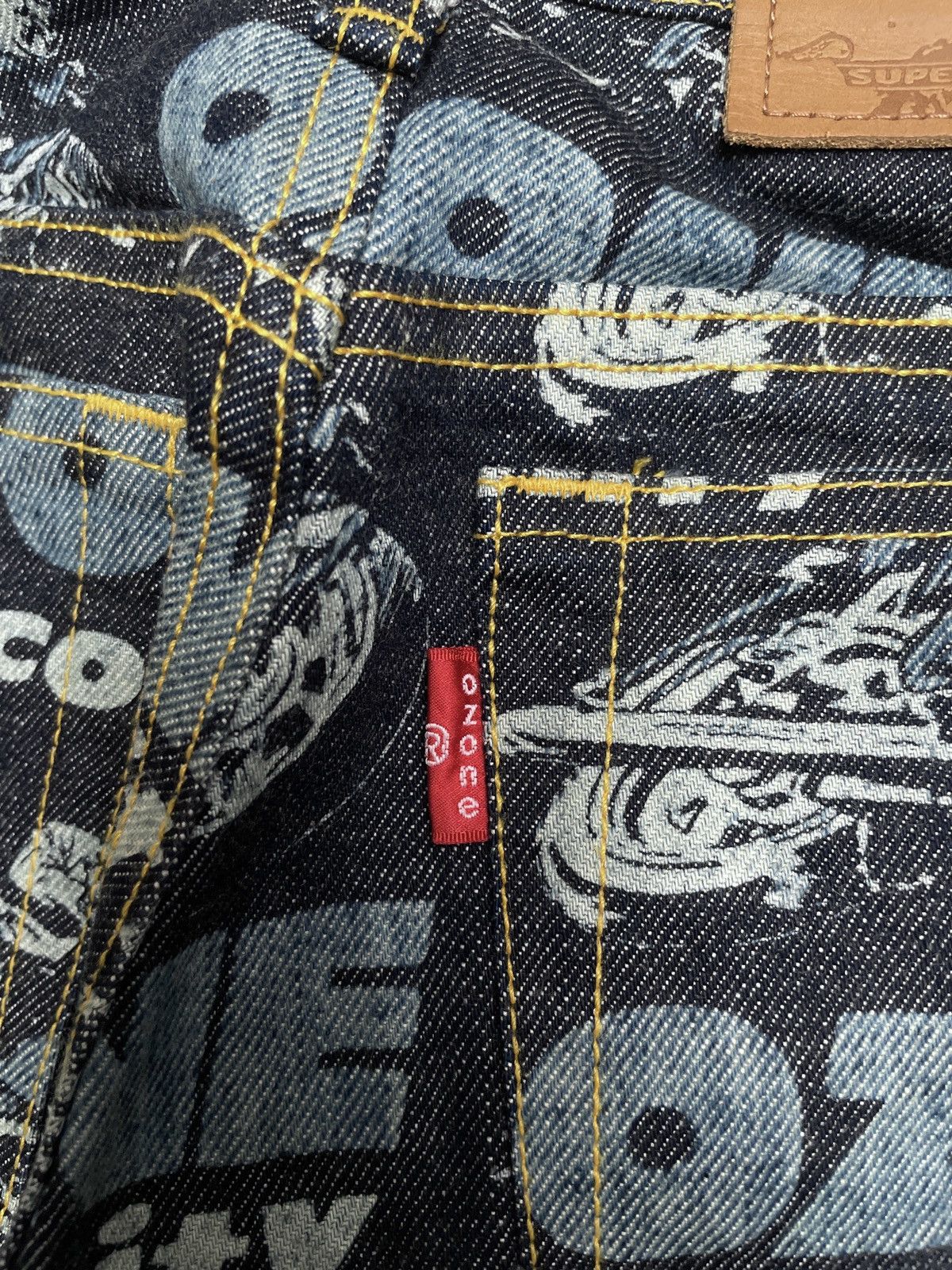 If Six Was Nine × Japanese Brand × Le Grande Bleu (L.G.B.) Very Rare Vintage Brand Ozone Full Print Flared Jeans 1990s Size US 26 / EU 42 - 13 Thumbnail