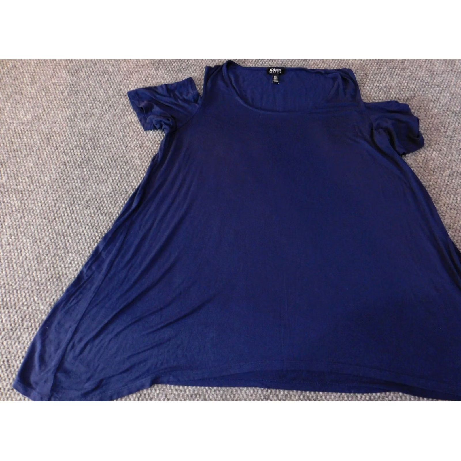 Jones New York Jones New York Blouse Shirt Womens L Blue Off the Shoulder Casual Stretch Regular Cap Sleeve Button Vintage: No Size L / US 10 / IT 46 - 3 Thumbnail