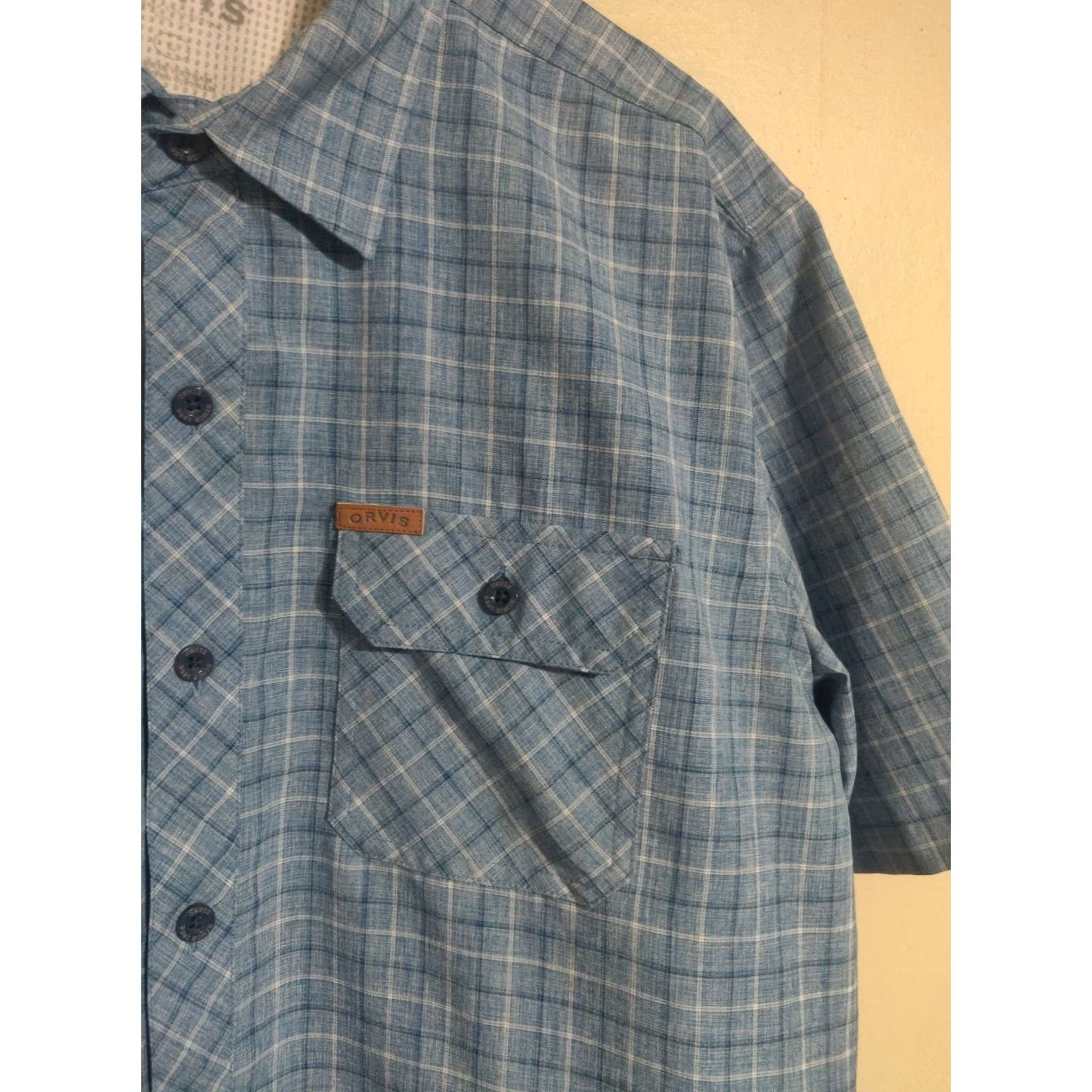 Orvis Orvis Blue Plaid S/S Button Up Polyester Casual Outdoors Shirt Men's Large L Size US L / EU 52-54 / 3 - 2 Thumbnail