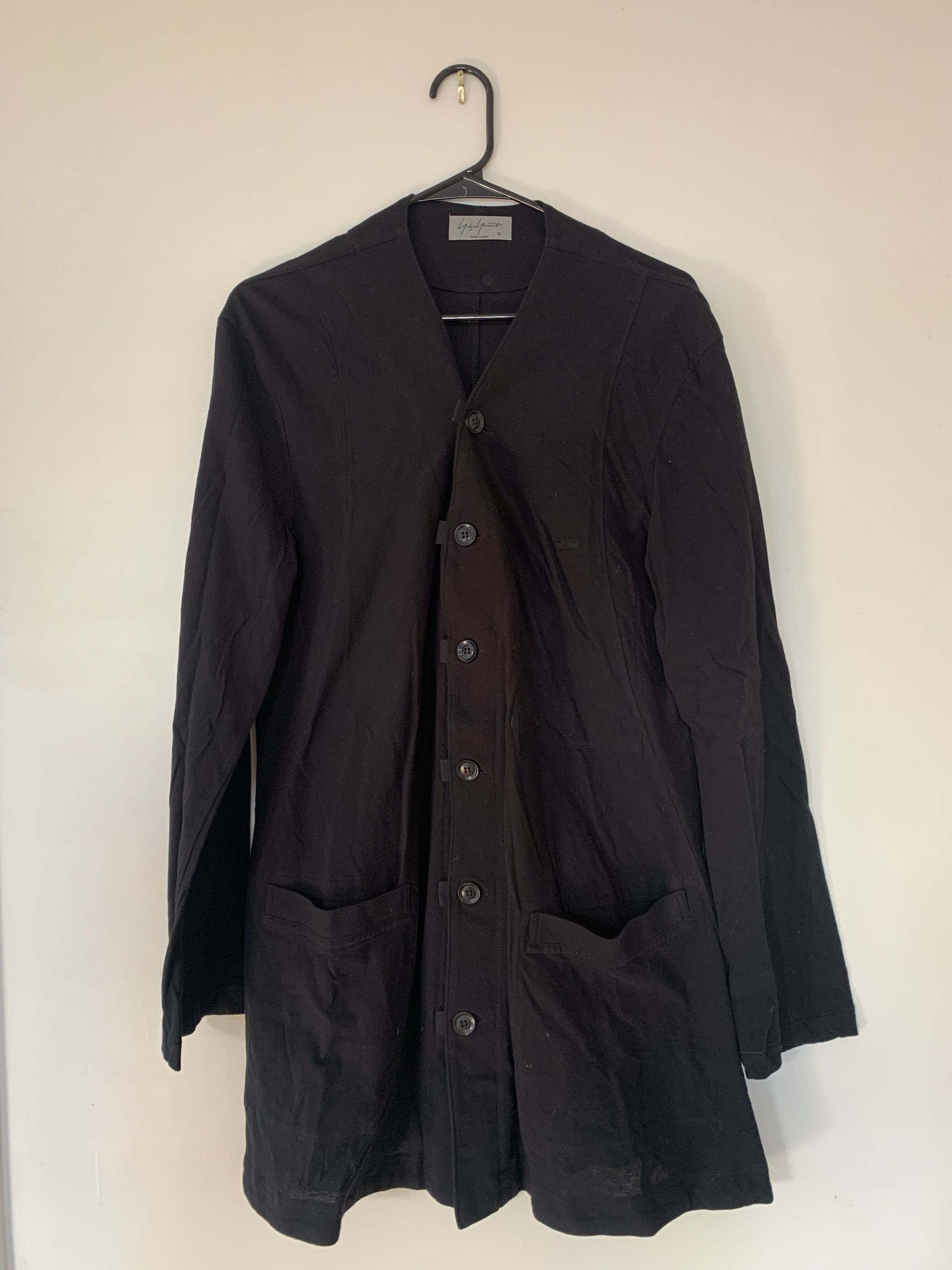 image of Yohji Yamamoto Long Men's Black Cardigan (Size Small)