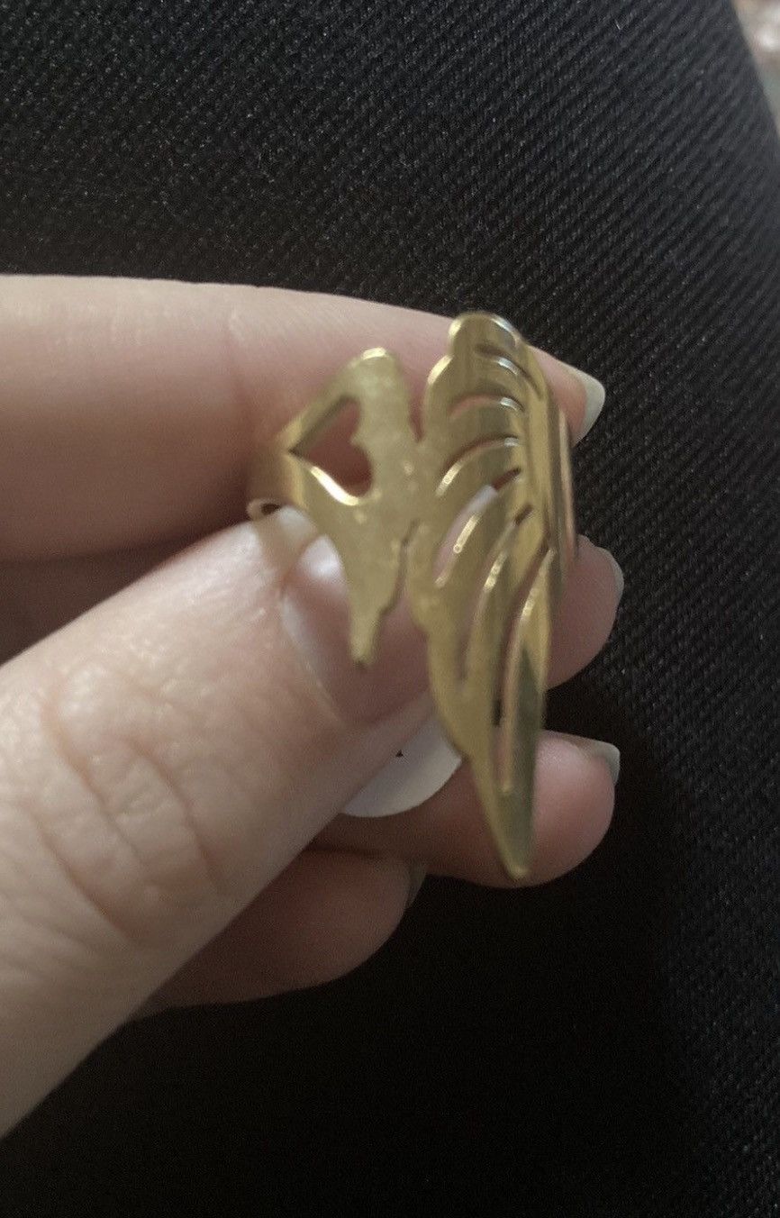 Other 18 karat gold stainless steel heart and wing ring Size ONE SIZE - 2 Thumbnail