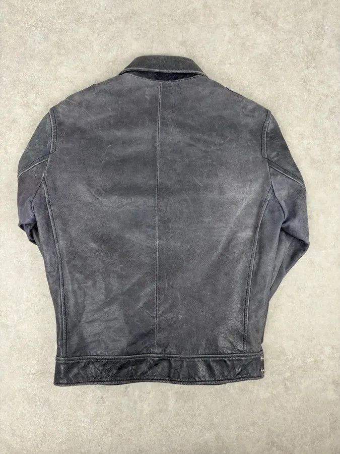 Gianfranco Ferre 2000s Gianfranco Ferré Grey Leather Trucker Jacket Size US M / EU 48-50 / 2 - 5 Thumbnail