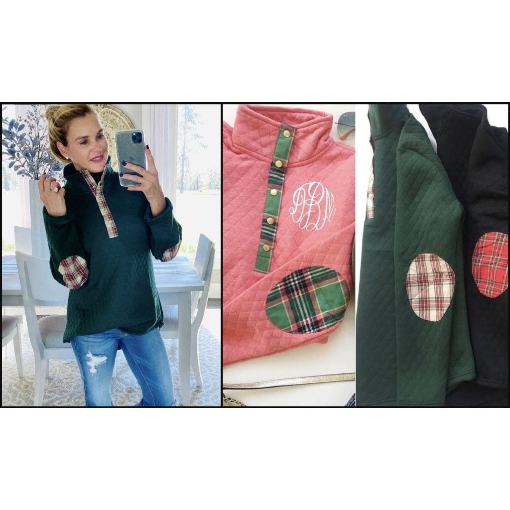 Other NEW Dark Green Snap Quilted Pullover Plaid Elbow Patches S Size S / US 4 / IT 40 - 2 Thumbnail