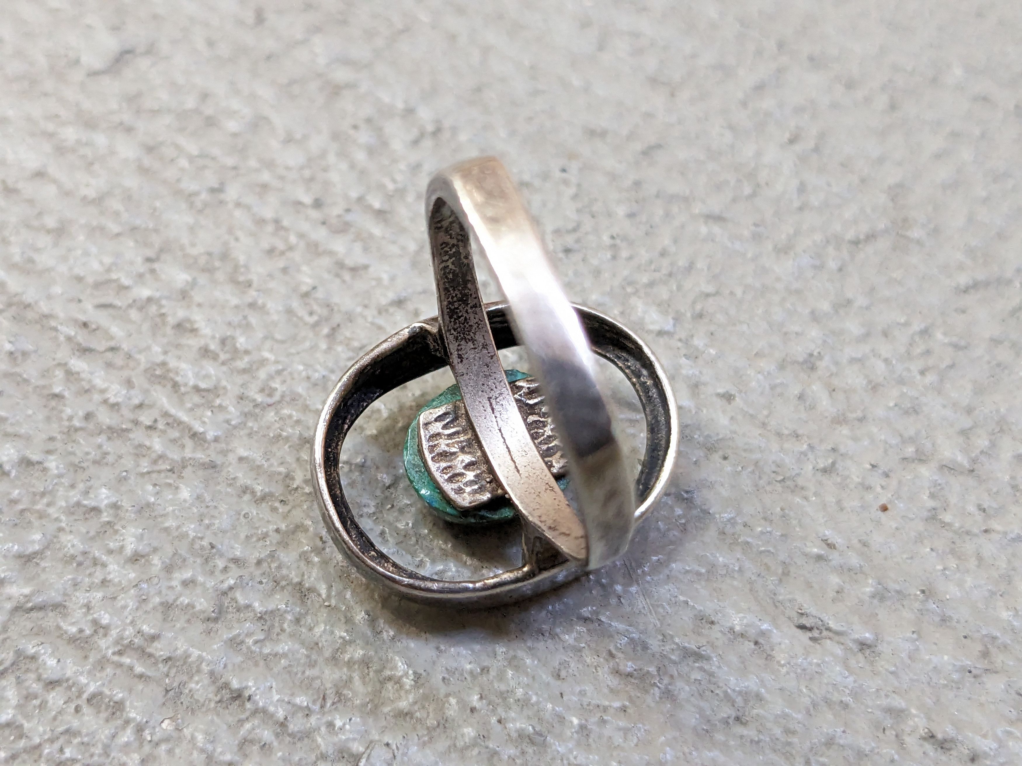 Jewelry Vintage Sterling Silver Ring 6.75 Green Eilat Modern MCM Size ONE SIZE - 8 Thumbnail