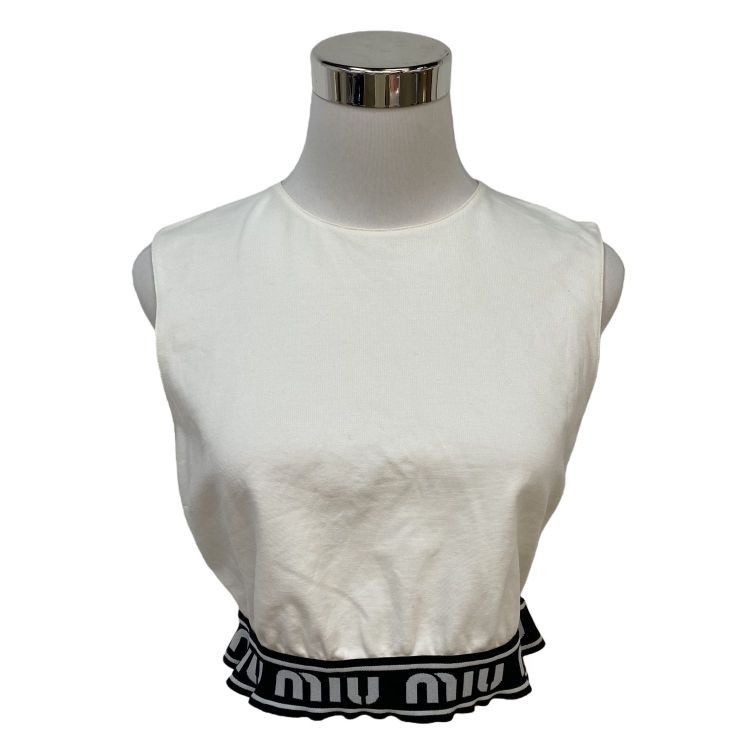 Miu Miu Miu Miu Logo Elastic Hem Crop Top Size M Size M / US 6-8 / IT 42-44 - 1 Thumbnail