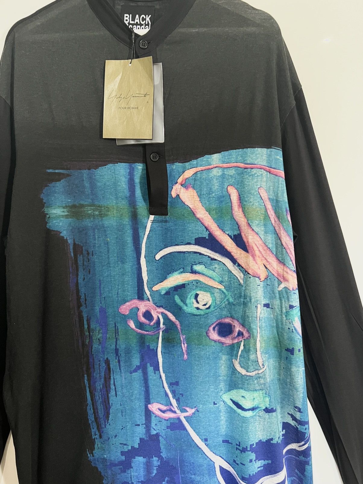 Yohji Yamamoto Yohji Yamamoto Black Scandal Face Graphic long tee Size US L / EU 52-54 / 3 - 3 Thumbnail