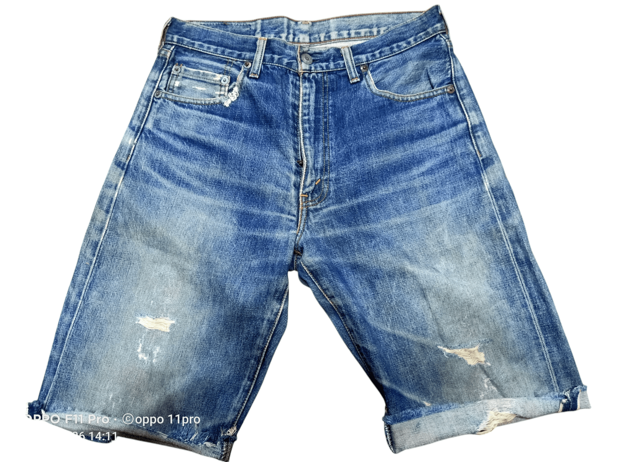 Levi's × Levi's Vintage Clothing Levis 502 Big E RedSelvedge SHORT Pants Distressdenim Size US 30 / EU 46 - 13 Thumbnail