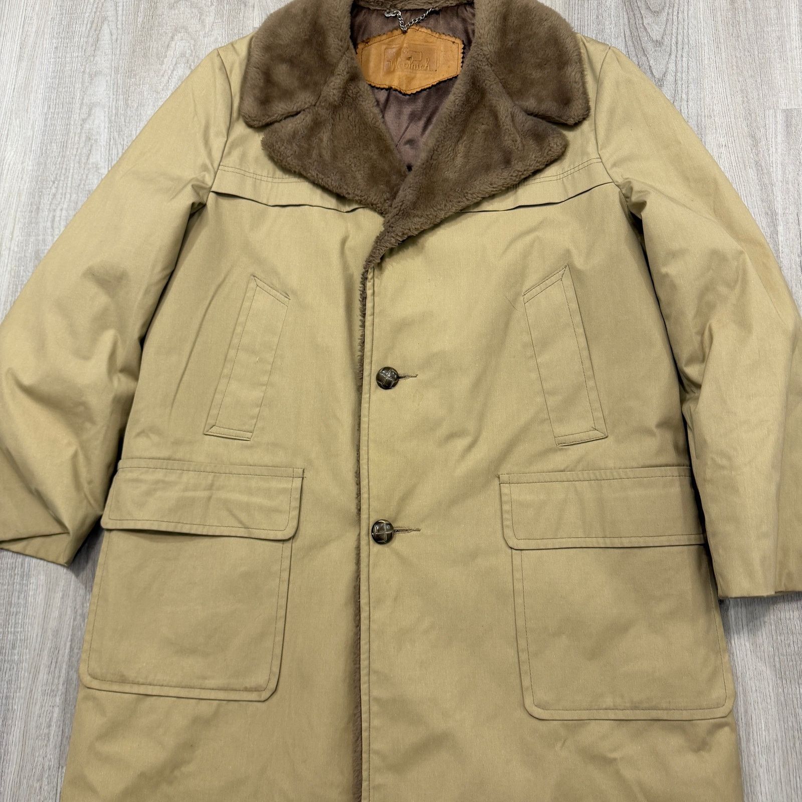 Vintage Vintage Woolrich Jacket Men's 40 Tan Faux Fur Lined Collar Size US L / EU 52-54 / 3 - 2 Thumbnail
