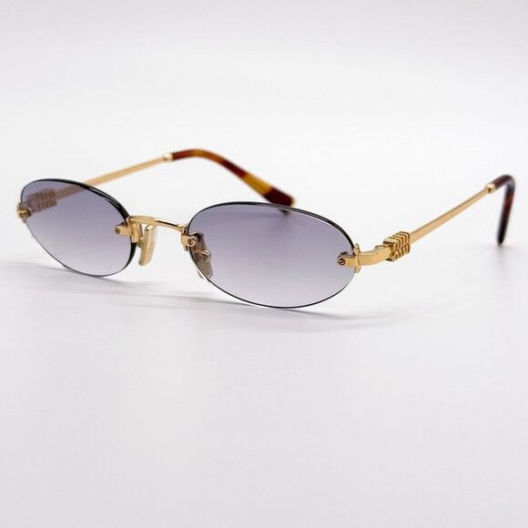 Miu Miu NEW MIU MIU SUNGLASSES MUA54S 5AK04O OVAL GOLD WOMEN SUNGLAS Size ONE SIZE - 5 Thumbnail