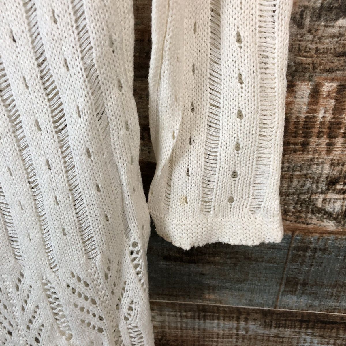 Japanese Brand Peyton Place White crochet meshnet Cardigan Knitwear #A2256 Size M / US 6-8 / IT 42-44 - 8 Thumbnail
