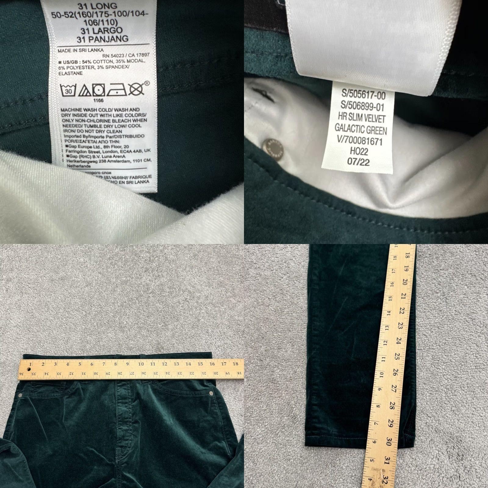 Banana Republic Banana Republic Pants Women's High Rise Slim Fit Velvet 31 Long Green Chino Casual Workwear 90s? Size 24" / US 00 / IT 34 - 8 Thumbnail