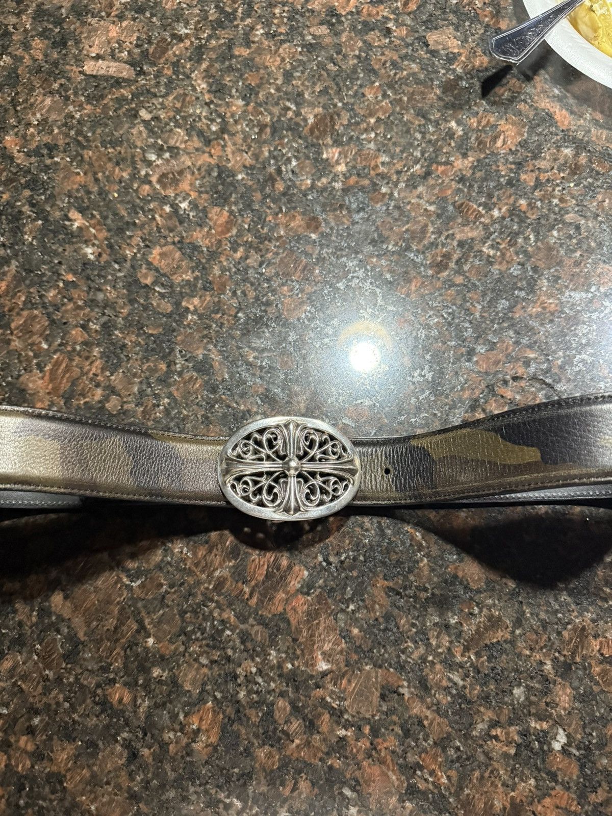 Pre-owned Chrome Hearts Oval Belt With Camo Belt