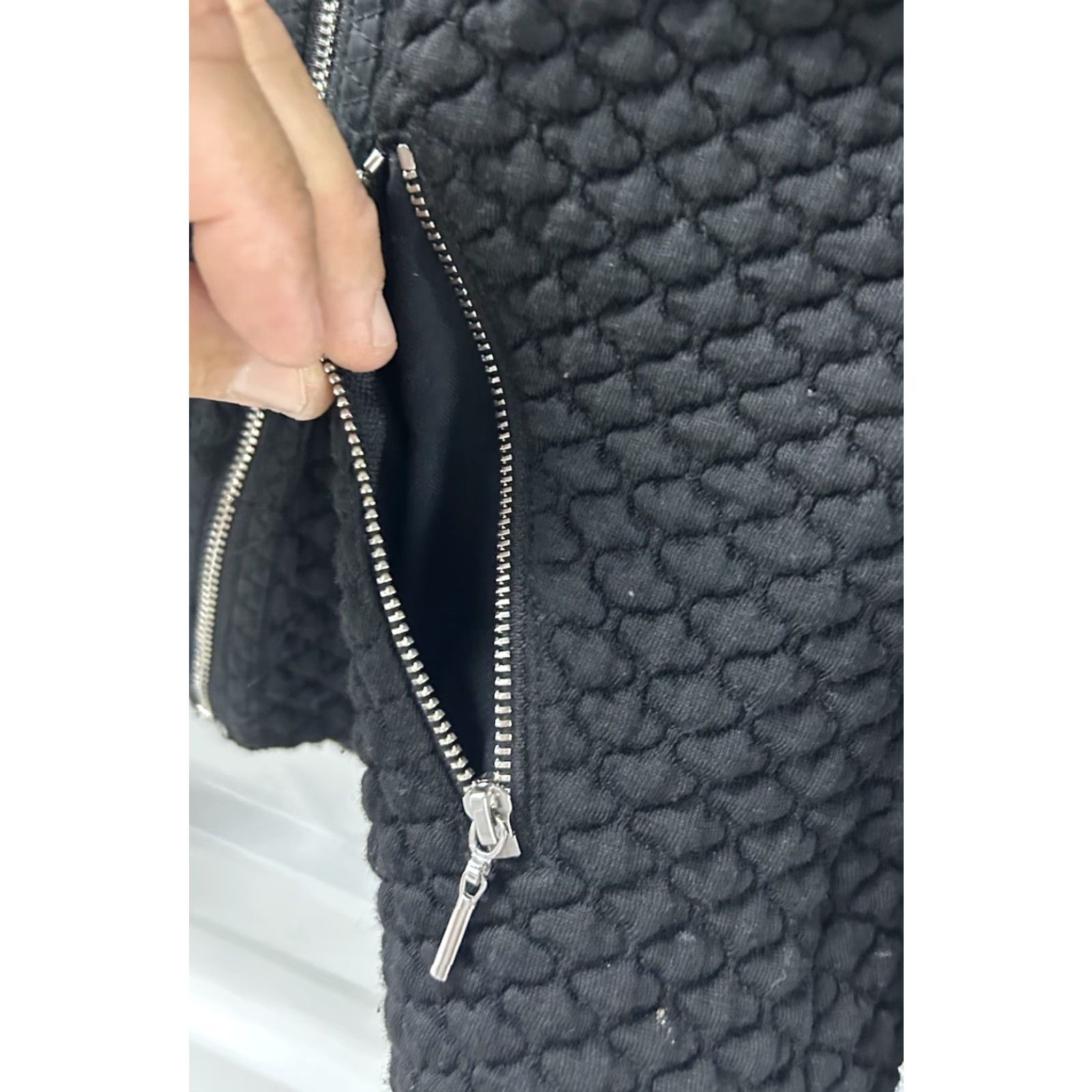 Rebecca Taylor Womens Rebecca Taylor Jacket Black Wool Tweed Quilted ZipUp Moto Size 2 Long Sleeve Pocketed Regular Fit Size XS / US 0-2 / IT 36-38 - 6 Thumbnail