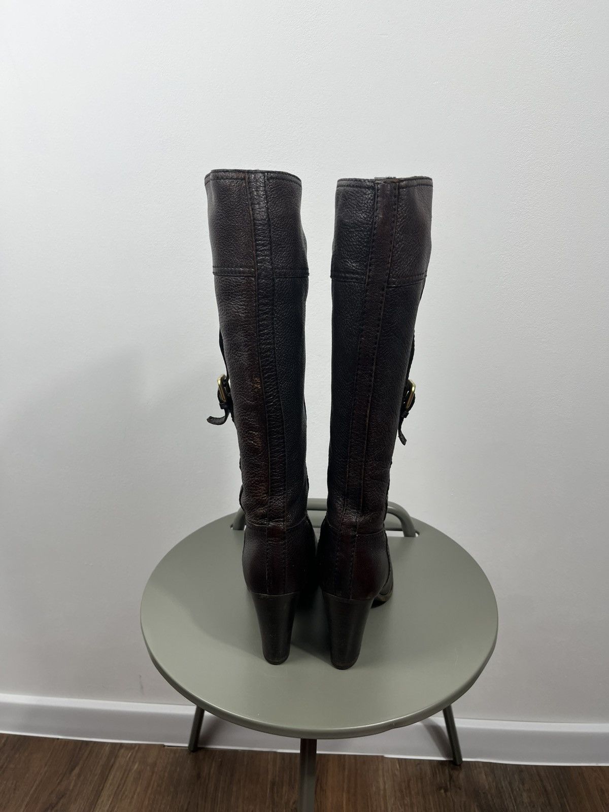 Prada Prada Brown Leather Knee High Boots Block Heel Vintage EU 36 Size US 5 / IT 35 - 13 Thumbnail