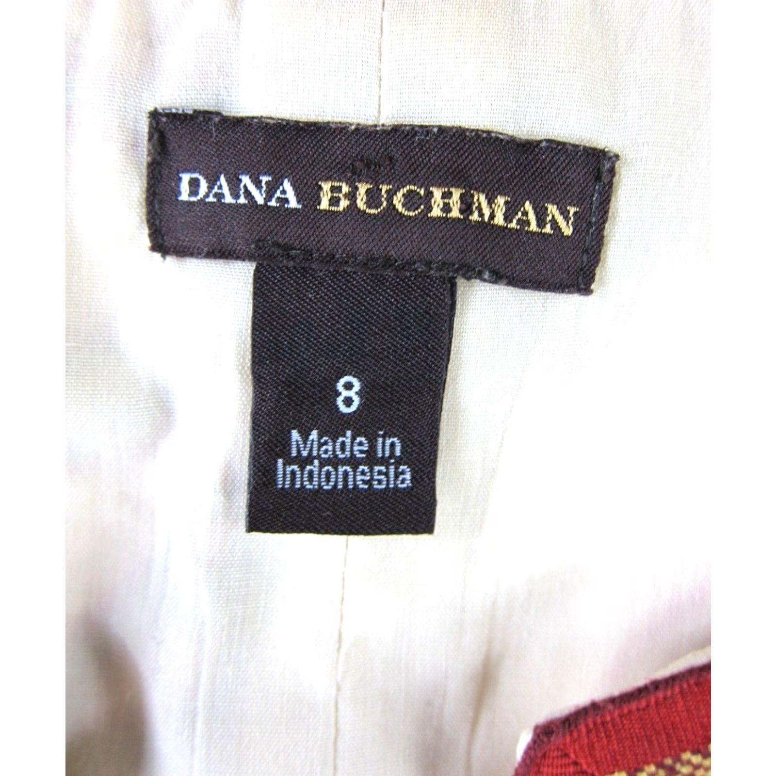 Vintage Dana Buchman Shift Dress 8 Women Short Sleeve Ivory Floral Cotton Stretch Kaftan Pencil Sheath Shirt Dress V-Neck 8 Size 30" / US 8 / IT 44 - 3 Thumbnail