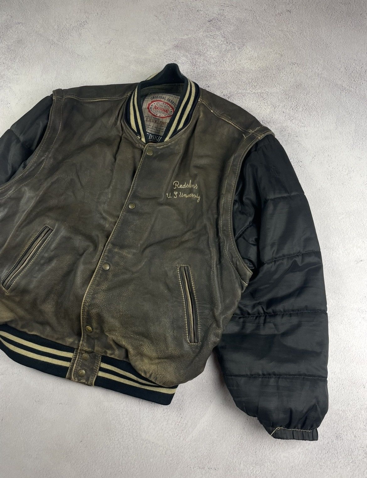 Other Vintage REDSKINS Leather Bomber Jacket Detachable XXXL Size US XXL / EU 58 / 5 - 3 Thumbnail