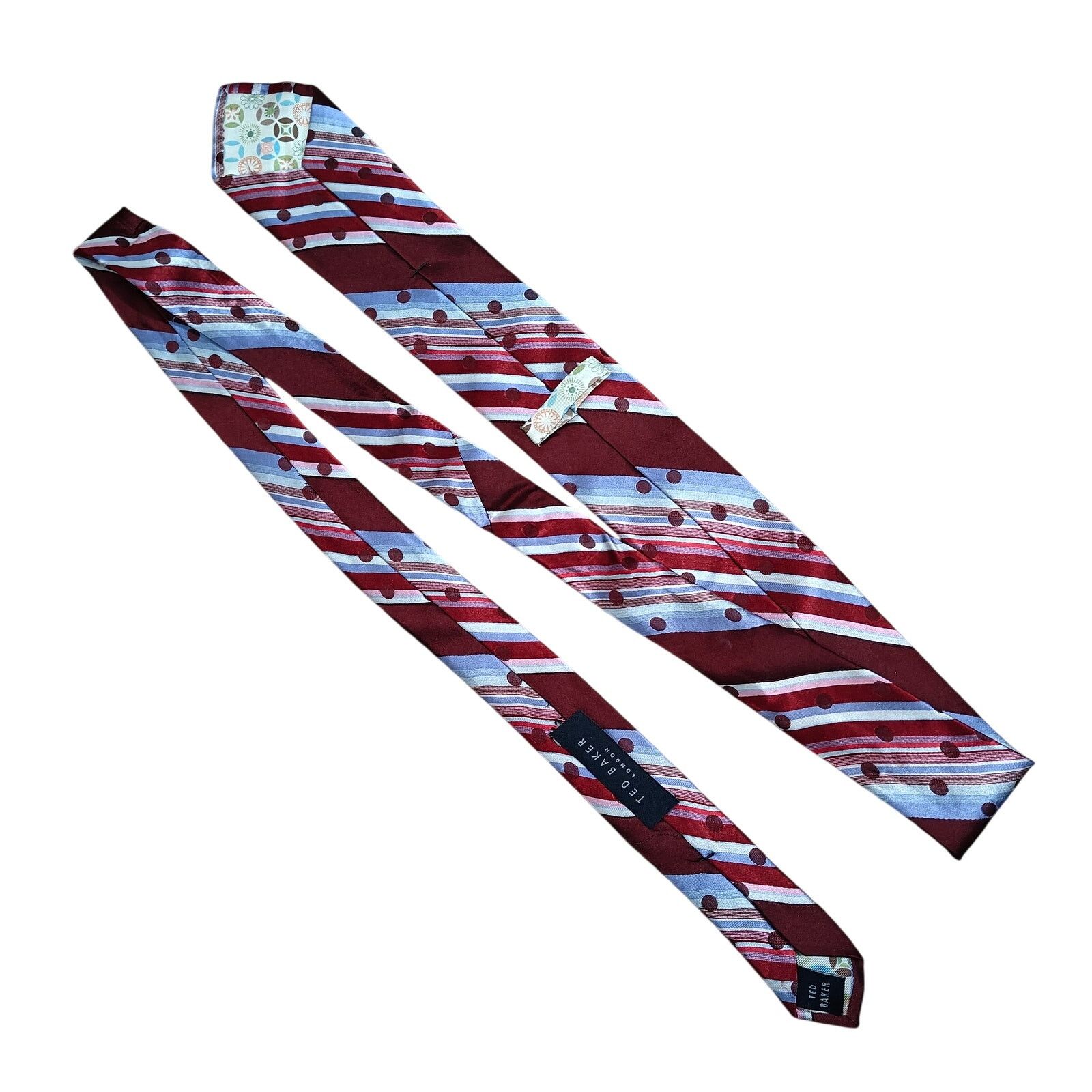 Ted Baker Ted Baker Mens Silk Designer Necktie Striped Tie Size ONE SIZE - 2 Thumbnail