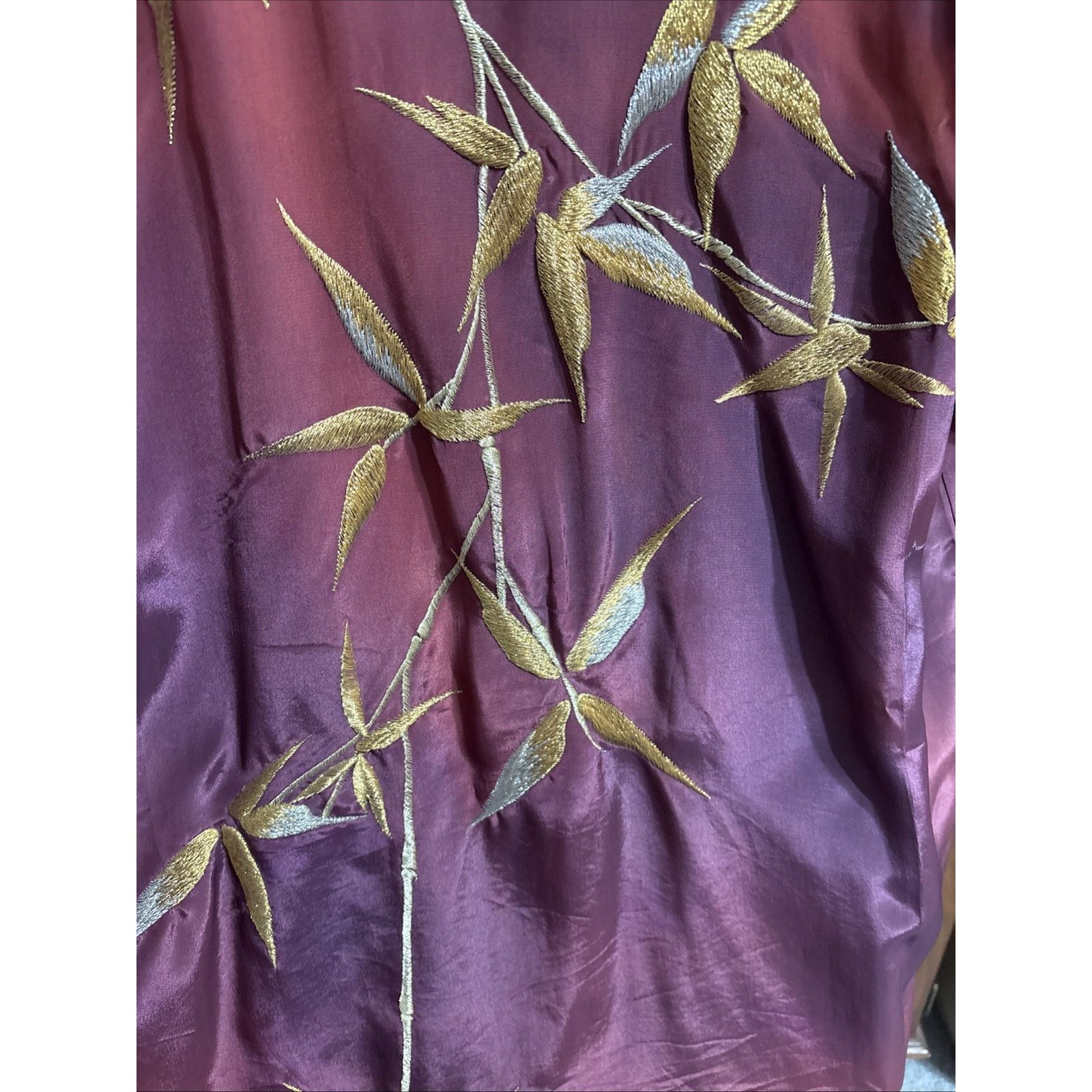 Other VTG Silk Haori Robe Ombré Plum Burgundy Kimono Gold Silver Size ONE SIZE - 8 Thumbnail