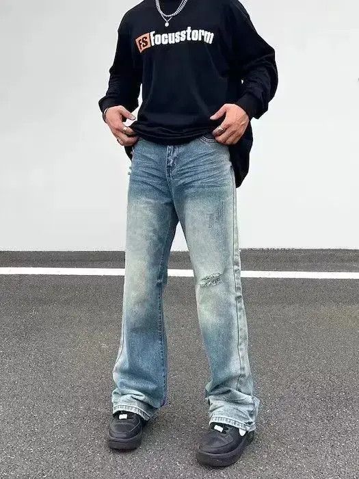Japanese Brand × Jean Baggy Blue Flared Denim Jeans Size US 30 / EU 46 - 5 Thumbnail