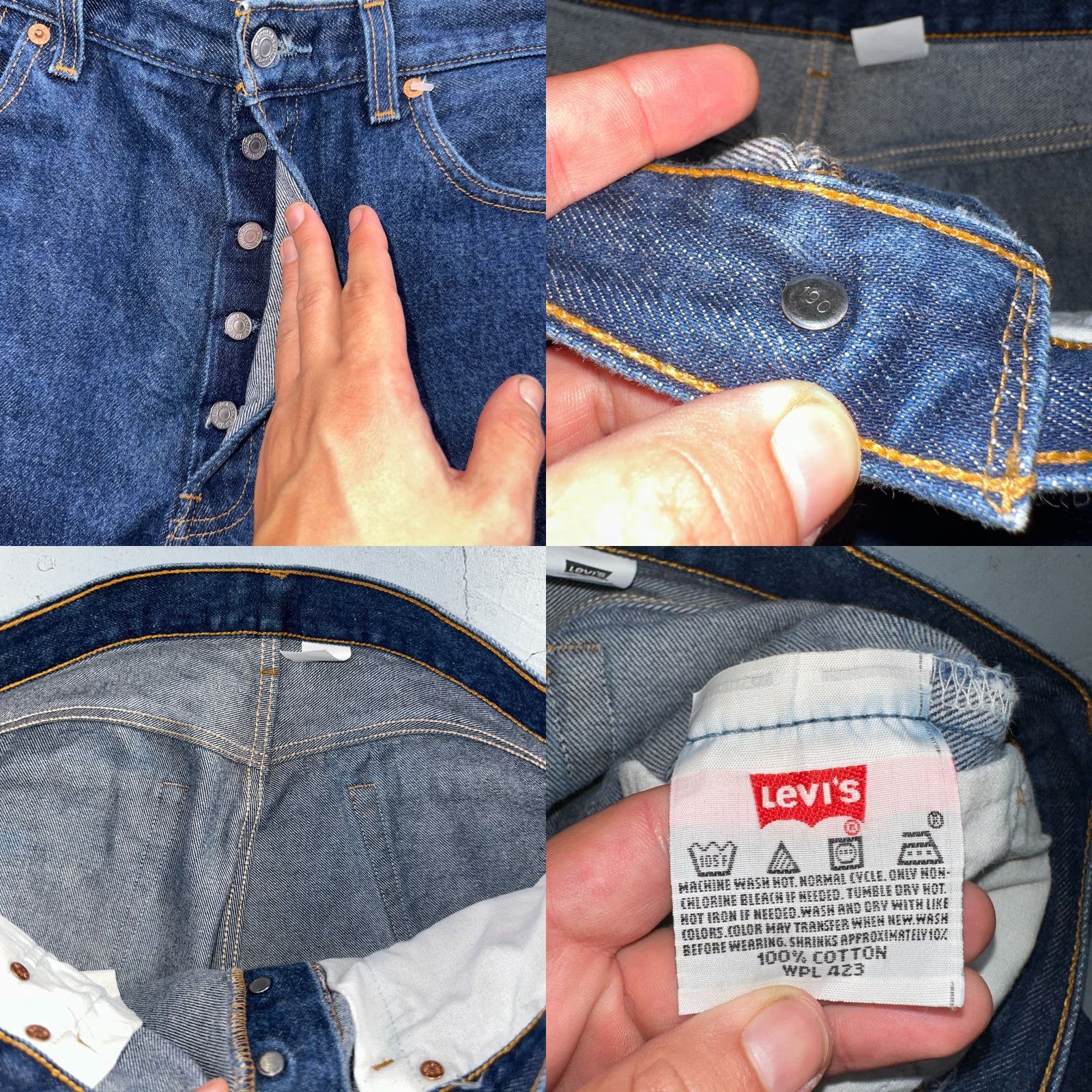 Levi's VINTAGE Levi's 501 Jeans Mens Regular Fit Straight Leg 35x30 Dark Wash 90s USA Denim Size US 35 - 8 Thumbnail