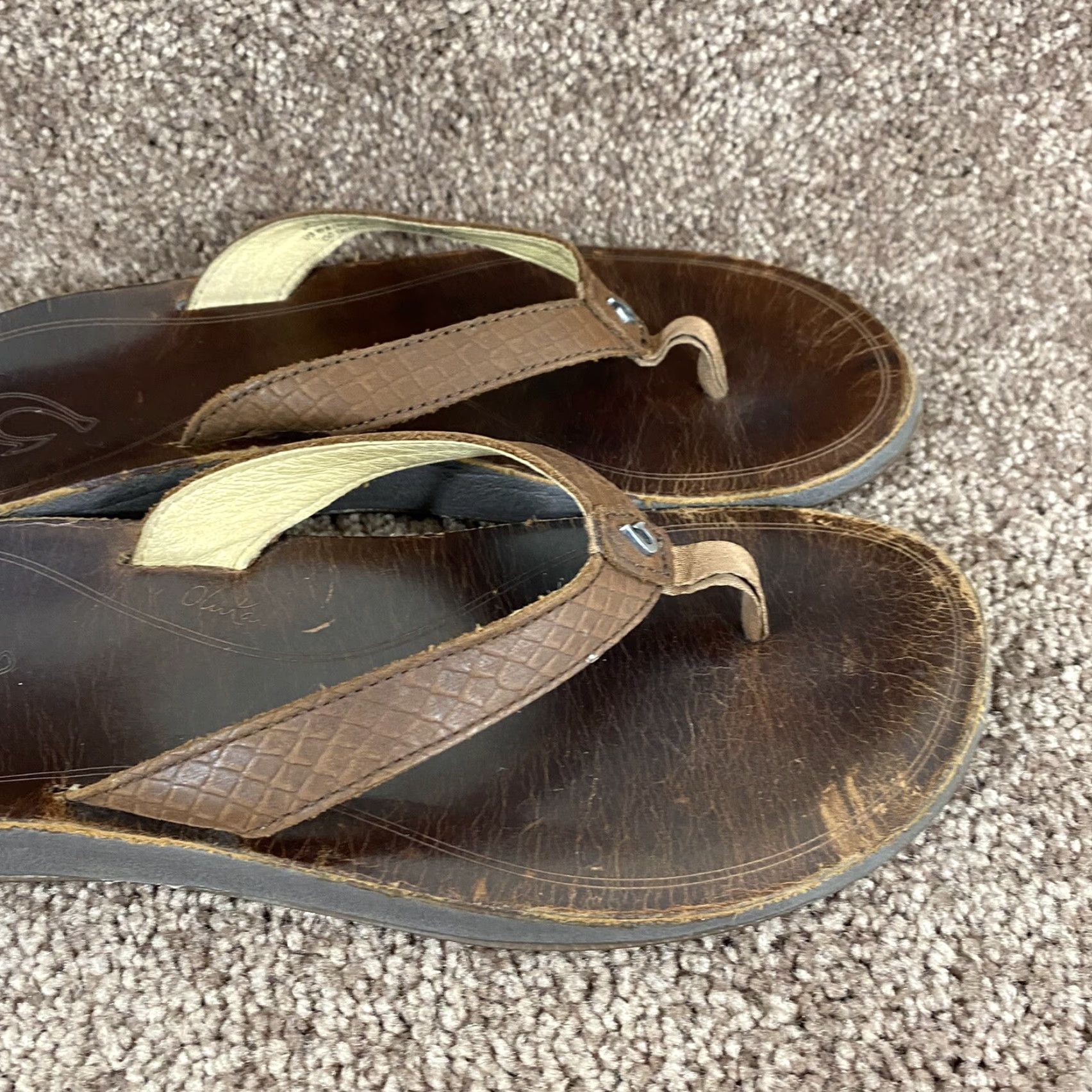 Olukai Olukai PUA Leather Flip Flop Womens US 8 EU 38 Sandals Brown Slip On Flat Beach Size US 8 / IT 38 - 3 Thumbnail