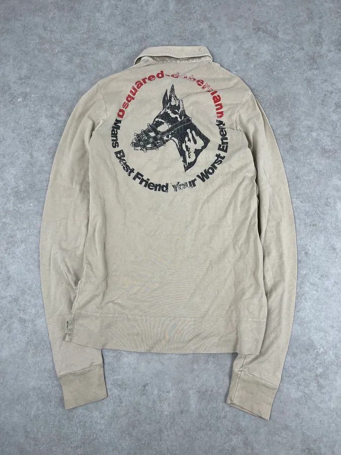 Dsquared2 AW2007 Dsquared2 Beige Dog Longsleeve Polo Size US S / EU 44-46 / 1 - 5 Thumbnail
