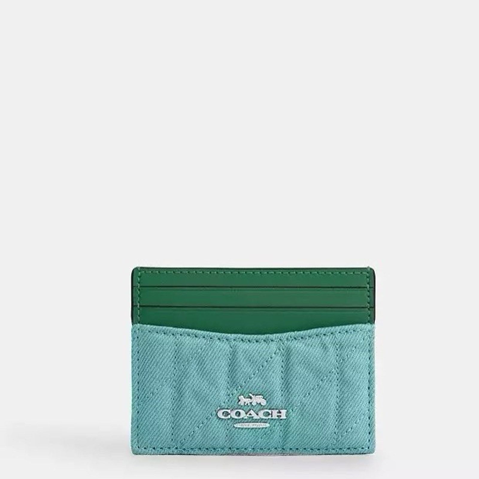 Coach NWT Coach Slim ID Card Case Denim Leather CBR13 Ivy/Green Size ONE SIZE - 3 Thumbnail