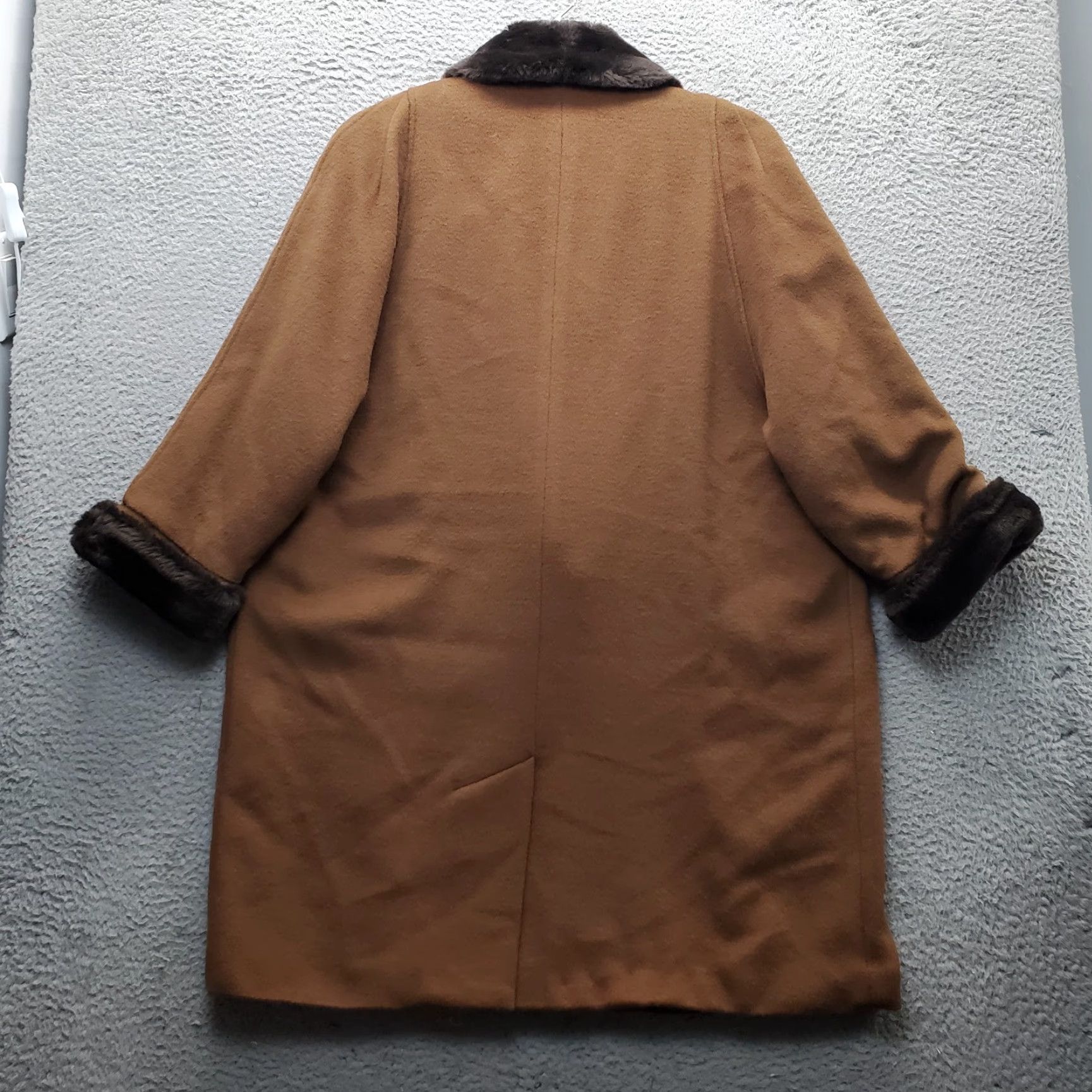 Vintage VINTAGE Steve By Searle Trench Coat Womens Size14 Brown Faux Fur Trim Button Front USA Coat Size XL / US 12-14 / IT 48-50 - 2 Thumbnail